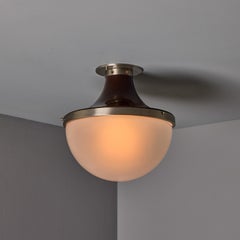 Sergio Mazza 'Pi' Flush Mount Light for Artemide, Brass & Glass