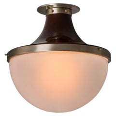 Sergio Mazza 'Pi' Flush Mount Light for Artemide, Brass & Glass