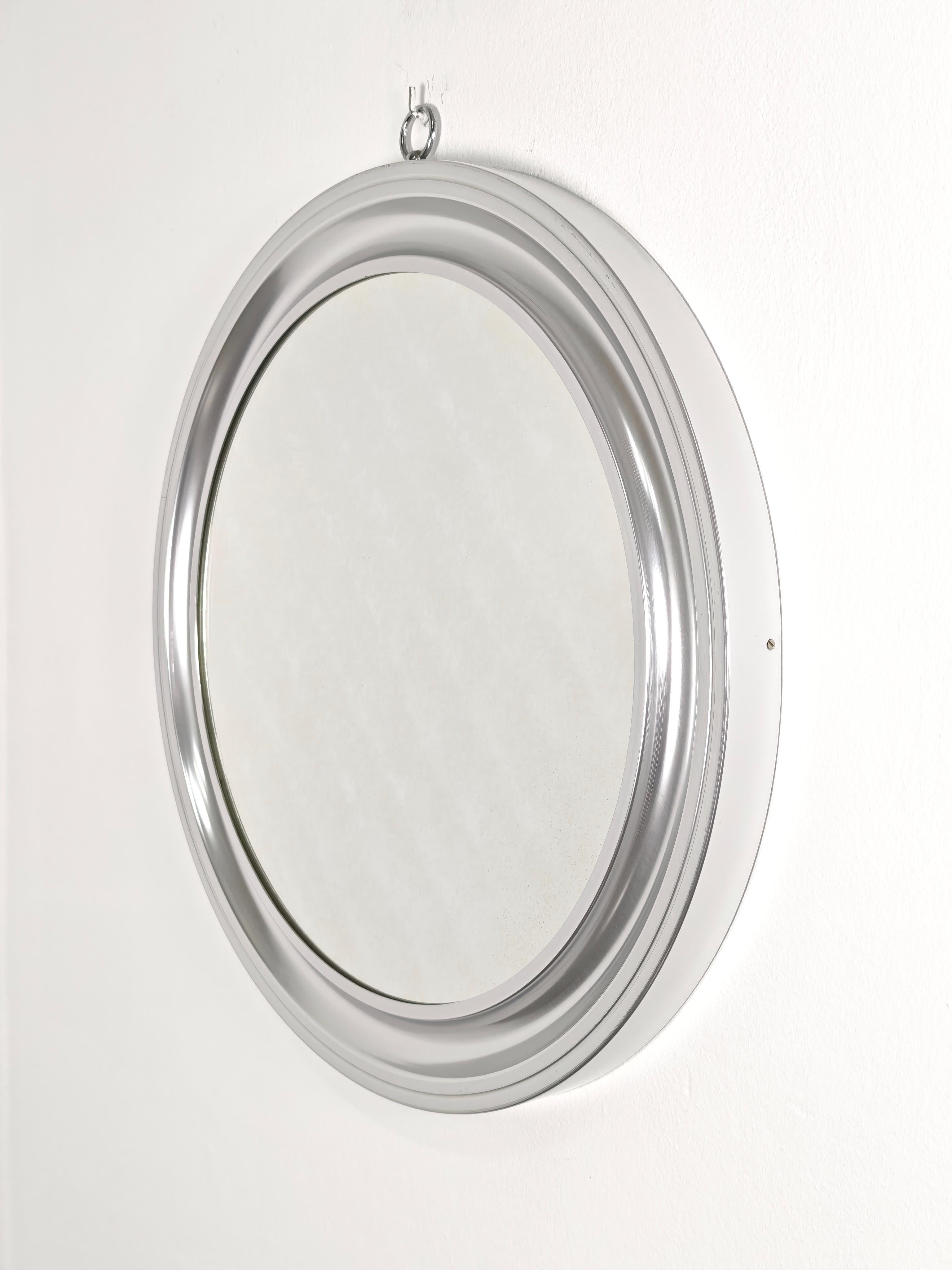 Sergio Mazza, miroir mural rond en aluminium du milieu du siècle pour Artemide, Italie, années 1960/70 en vente 3