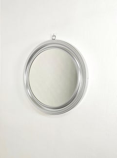 Espejo de pared redondo de aluminio de mediados de siglo Sergio Mazza para Artemide Italia 1960/70s