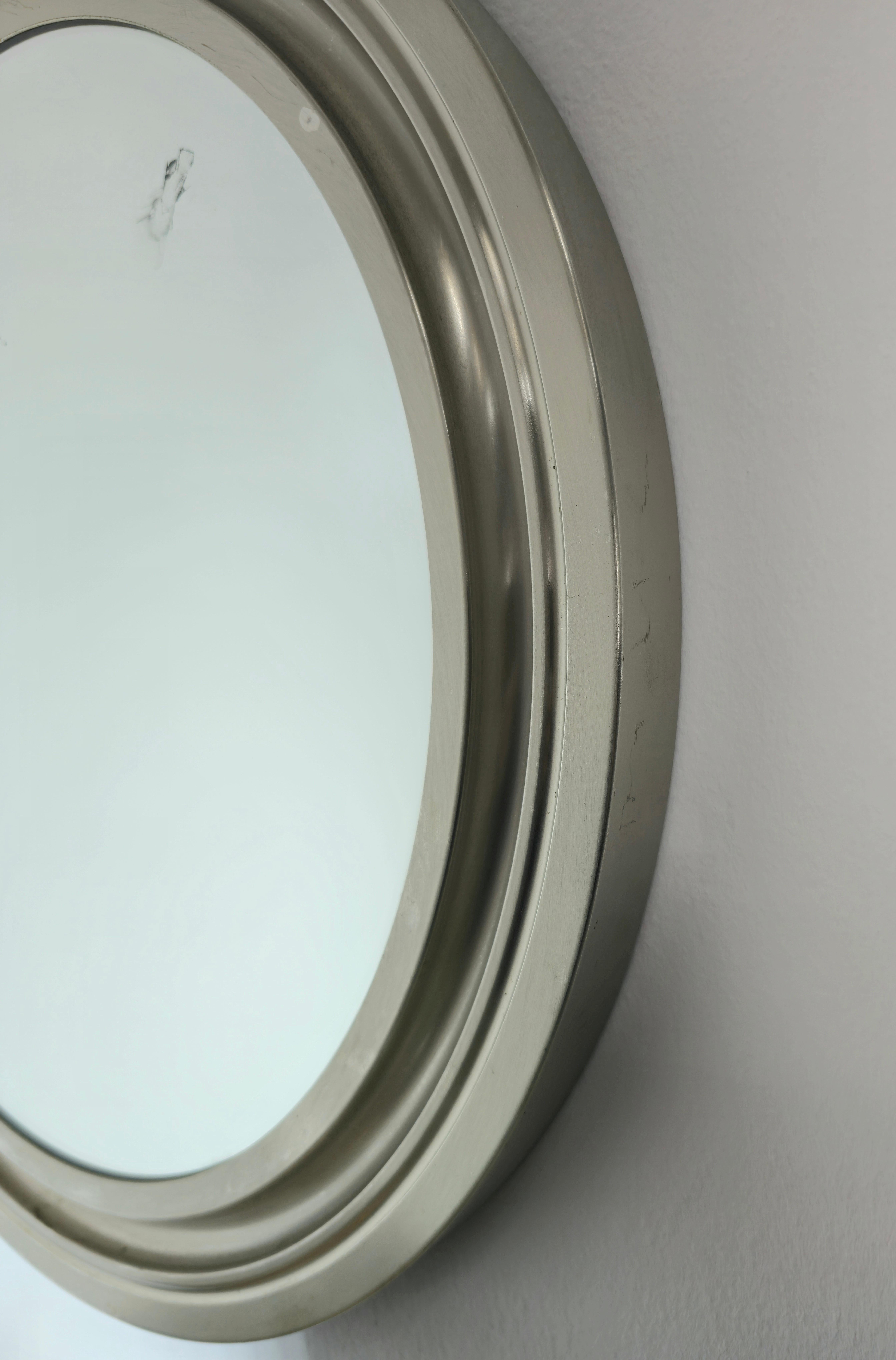 Sergio Mazza Round Aluminum Mid-Century Wall Mirror for Artemide Italy 1960s 3