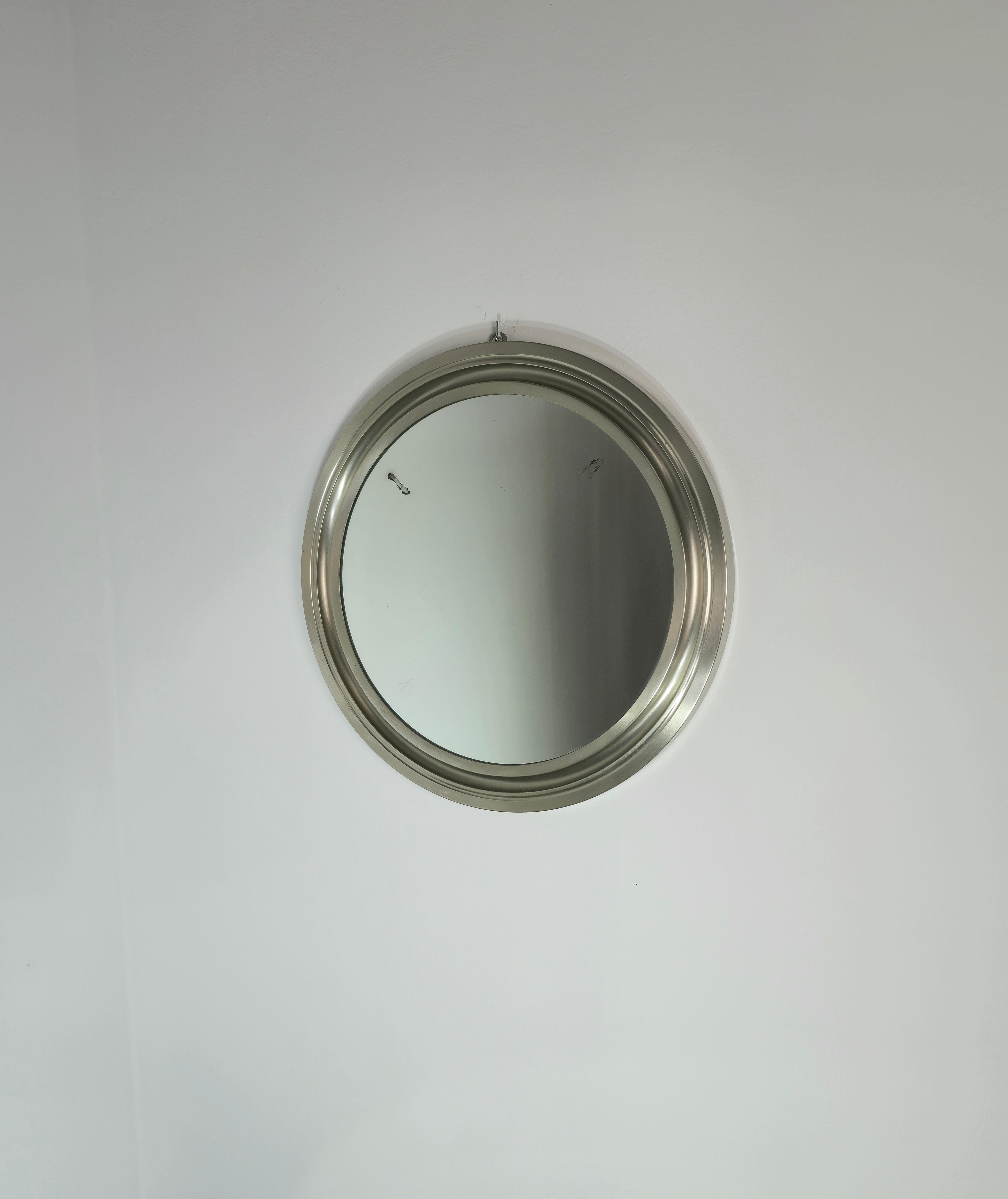 Sergio Mazza Round Aluminum Mid-Century Wall Mirror for Artemide Italy 1960s 4