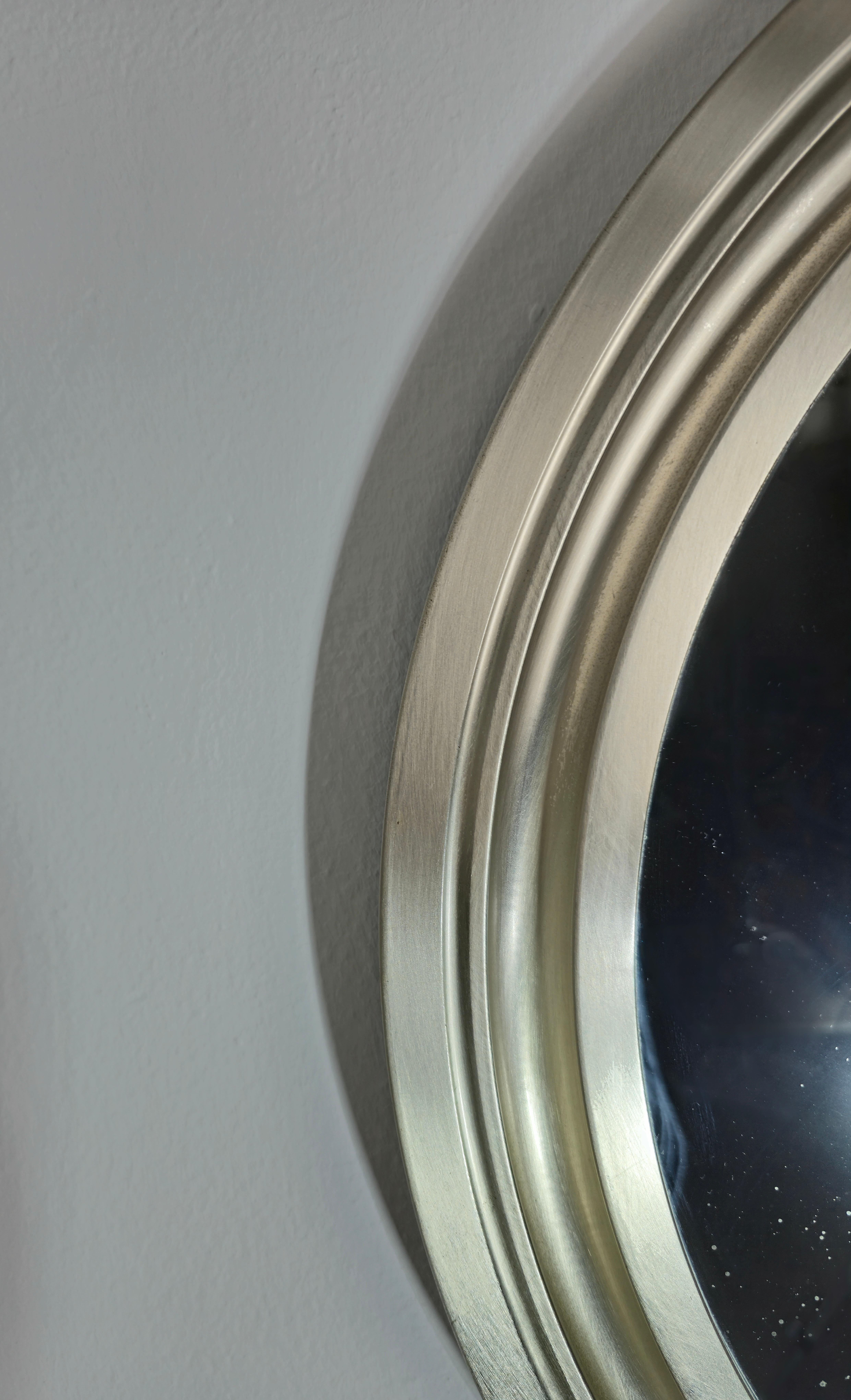 Italian Sergio Mazza Round Aluminum Mid-Century Wall Mirror for Artemide Italy 1960s