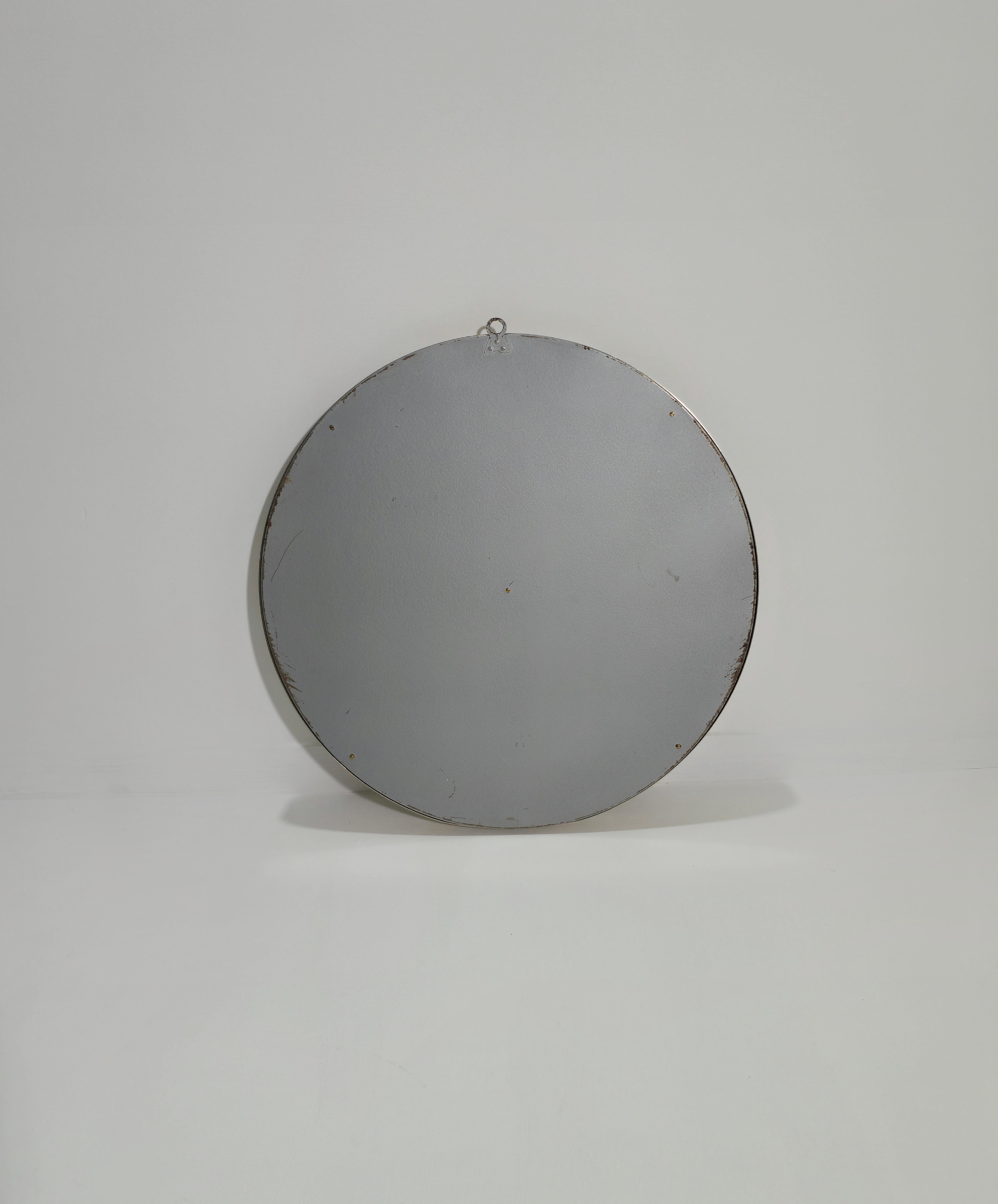20th Century Sergio Mazza Round Aluminum Mid-Century Wall Mirror for Artemide Italy 1960s