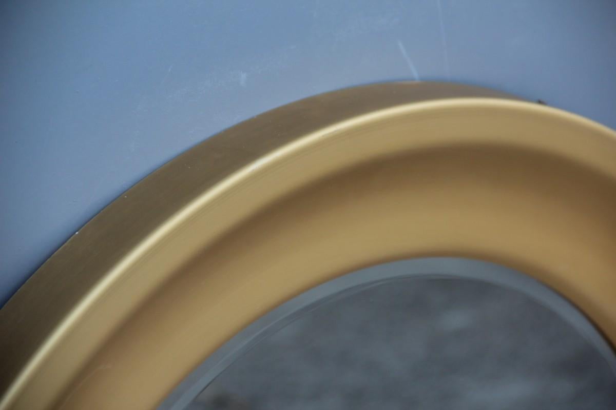 Sergio Mazza round mirror golden aluminum Italian design 1960s satin.