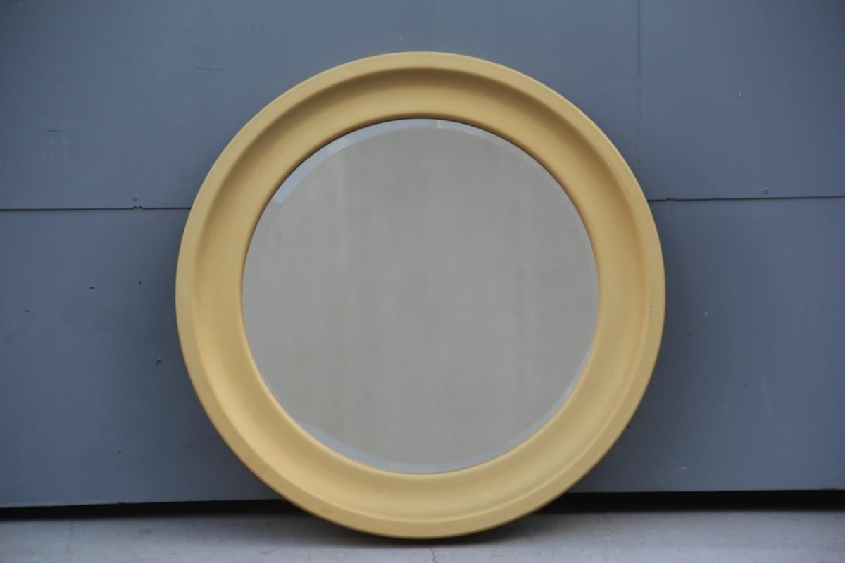 Sergio Mazza Round Mirror Golden Aluminum Italian Design 1960s Satin For Sale 1