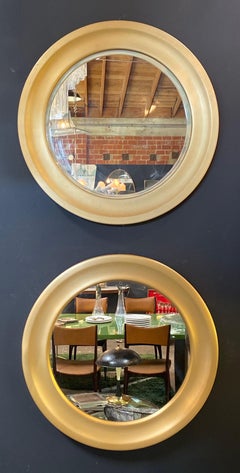 Sergio Mazza Round Mirrors Golden Aluminum Italian Design 1960s Satin
