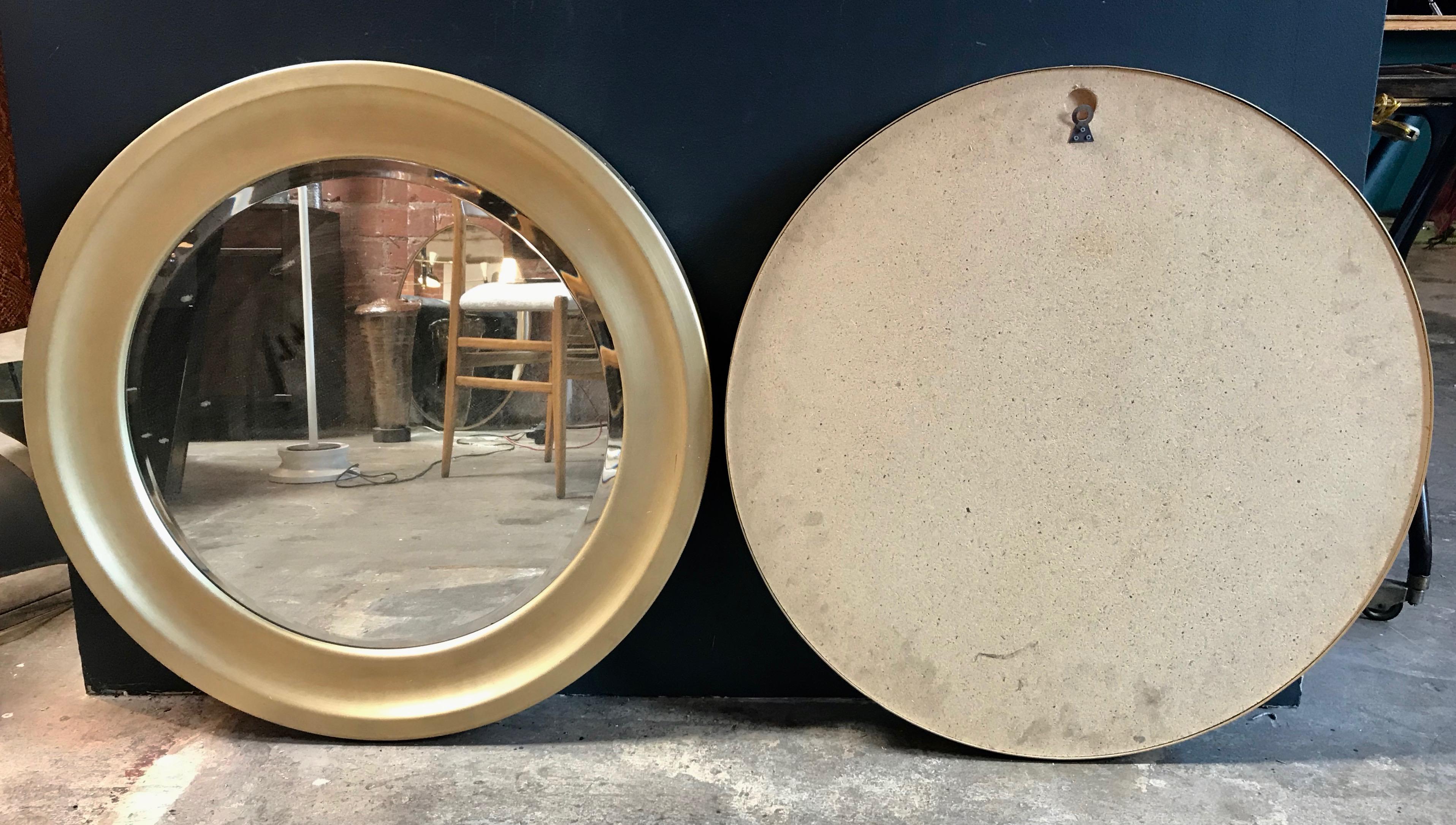 Sergio Mazza Round Mirrors Golden Aluminum Italian Design 1960s Satin For Sale 2