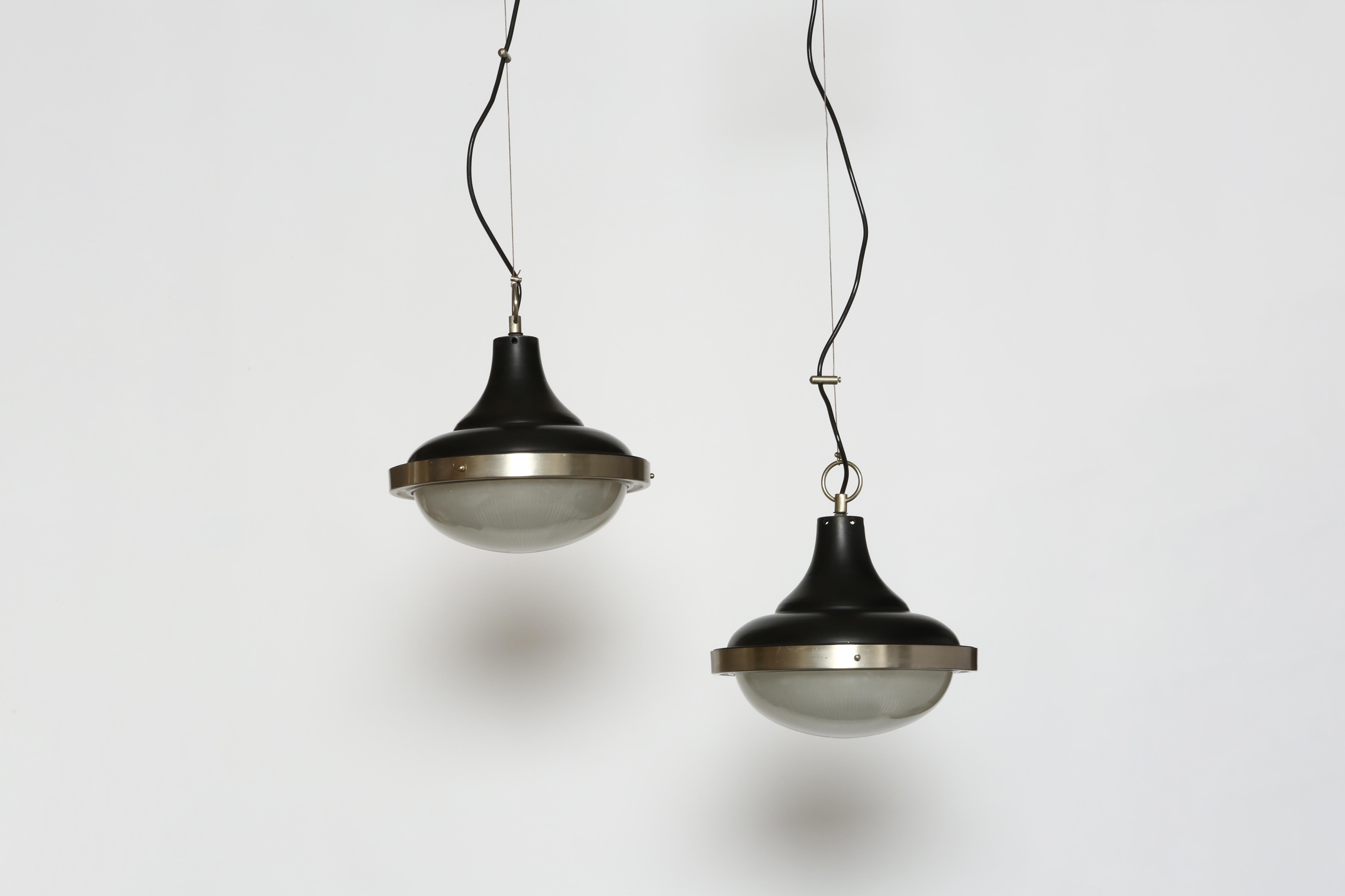 Italian Sergio Mazza Style Ceiling Pendants, a Pair For Sale