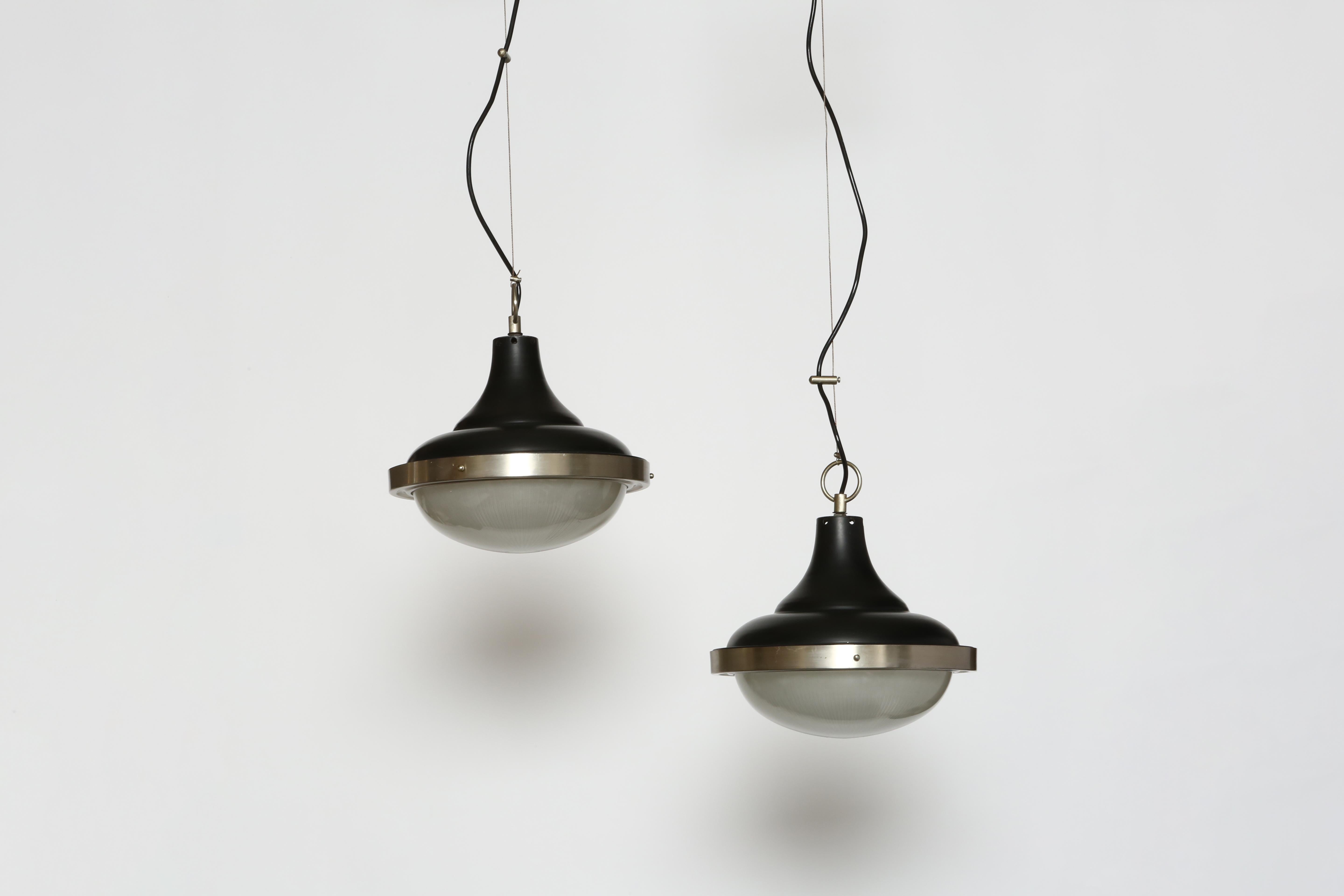 Italian Sergio Mazza style ceiling pendants, a pair Italy circa 1960s For Sale