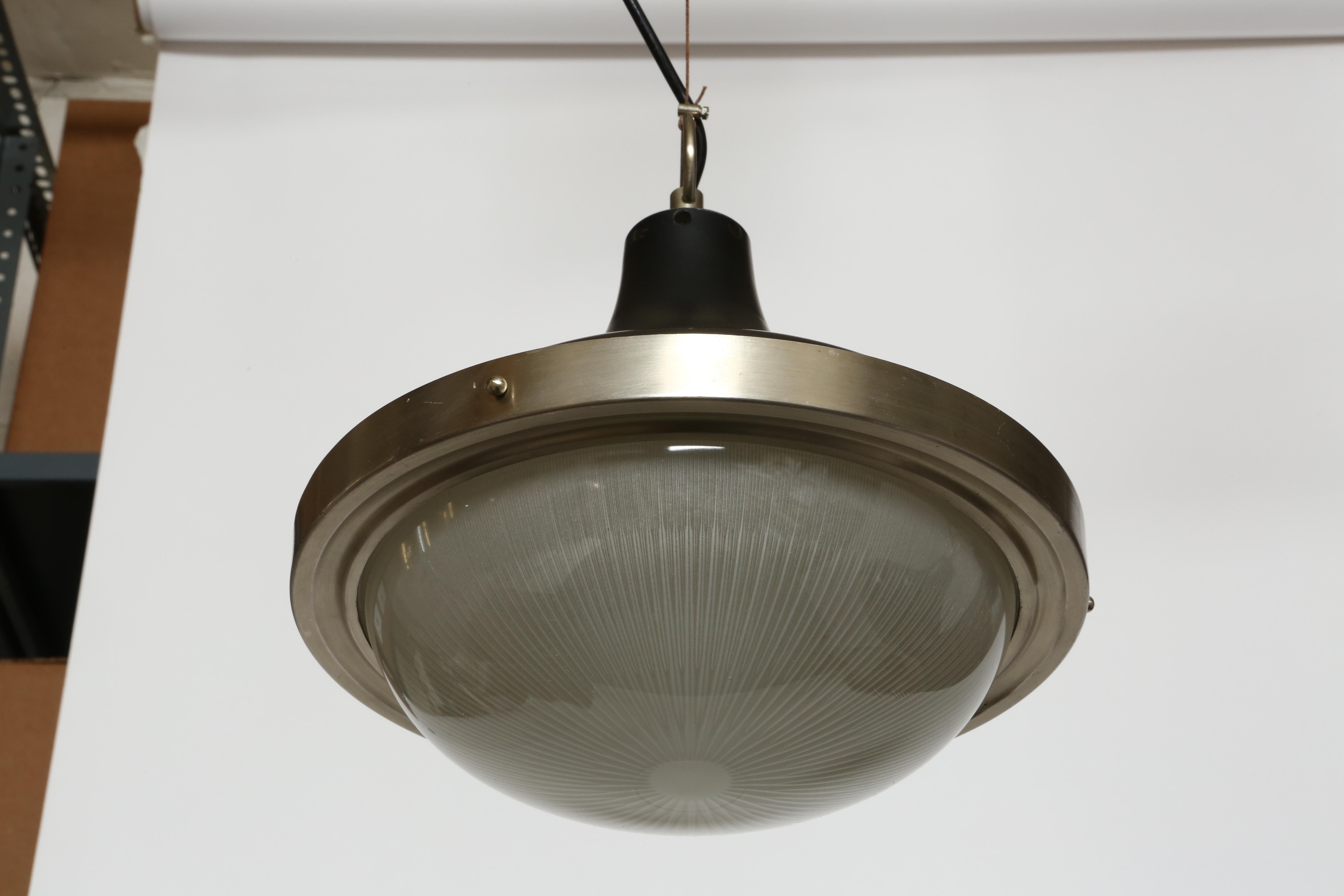 Metal Sergio Mazza style ceiling pendants, a pair Italy circa 1960s For Sale
