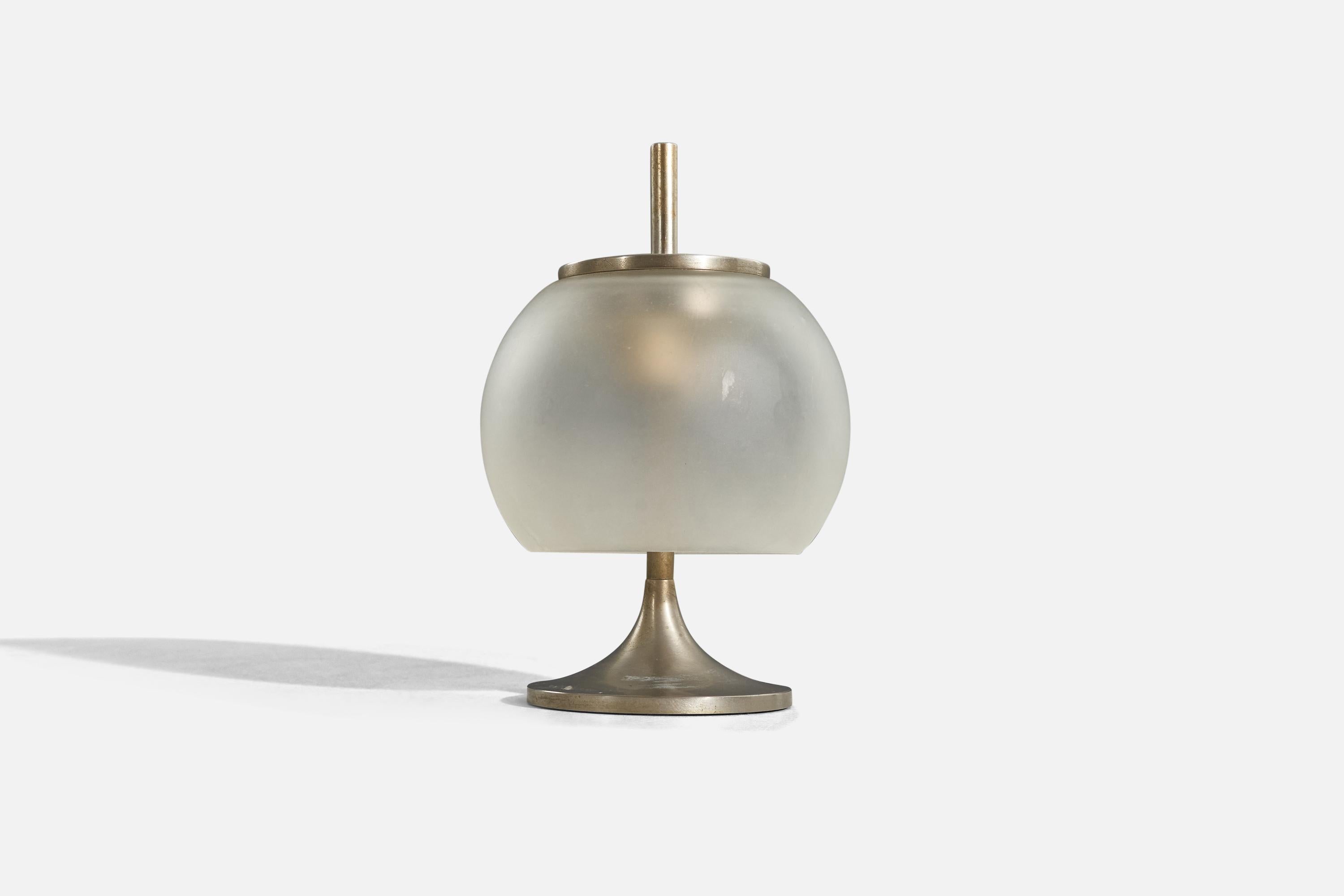 Italian Sergio Mazza, Table Lamps, Steel, Glass, Artemide, Italy, 1950s