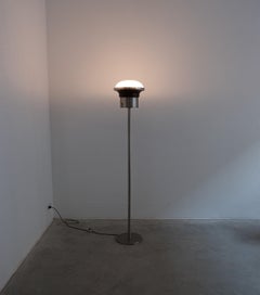 Sergio Mazza Tau Glass Nickel Floor Light, Italy Mid Century