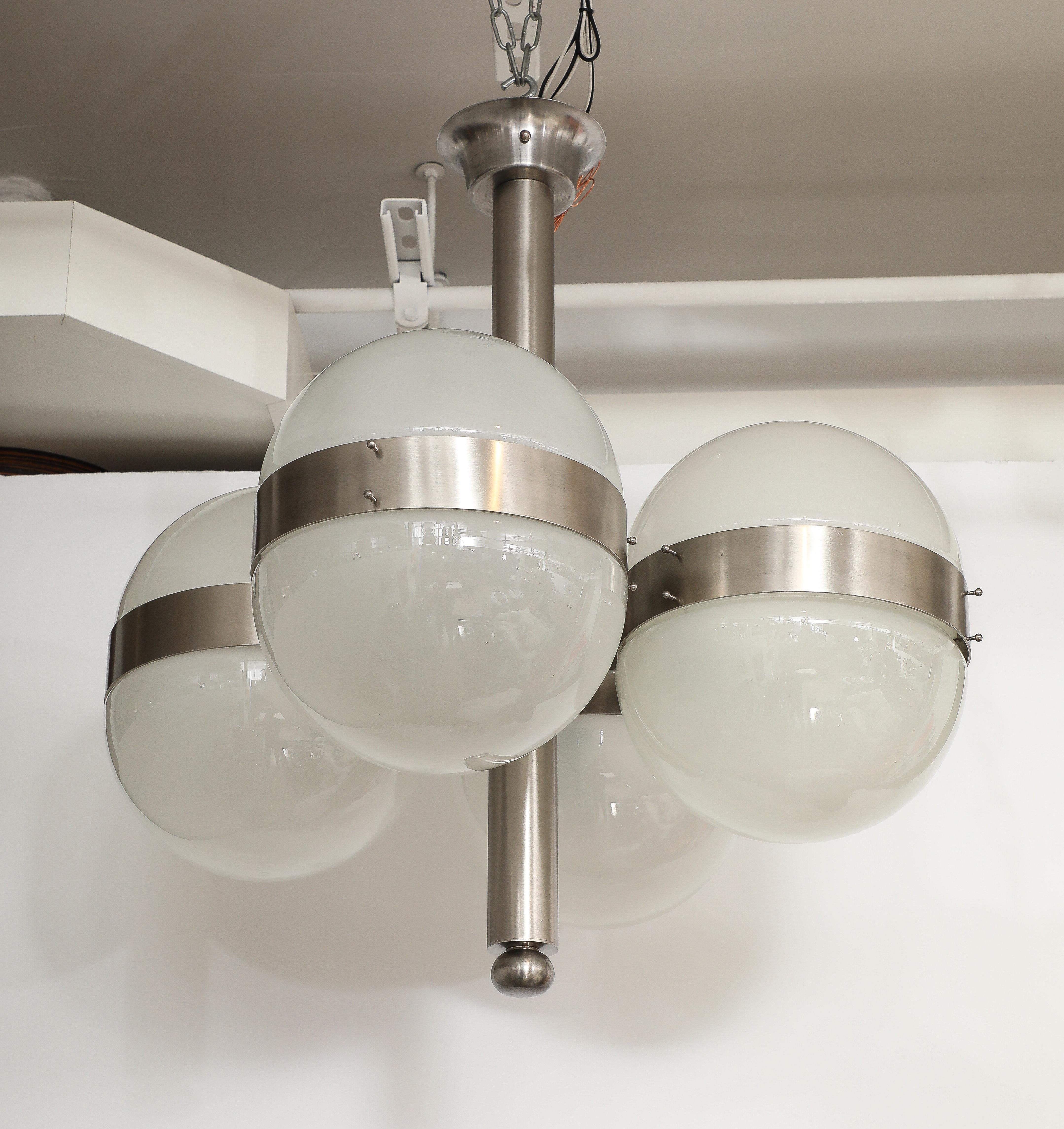 Brushed Sergio Mazza Tetraclio Chandelier For Sale