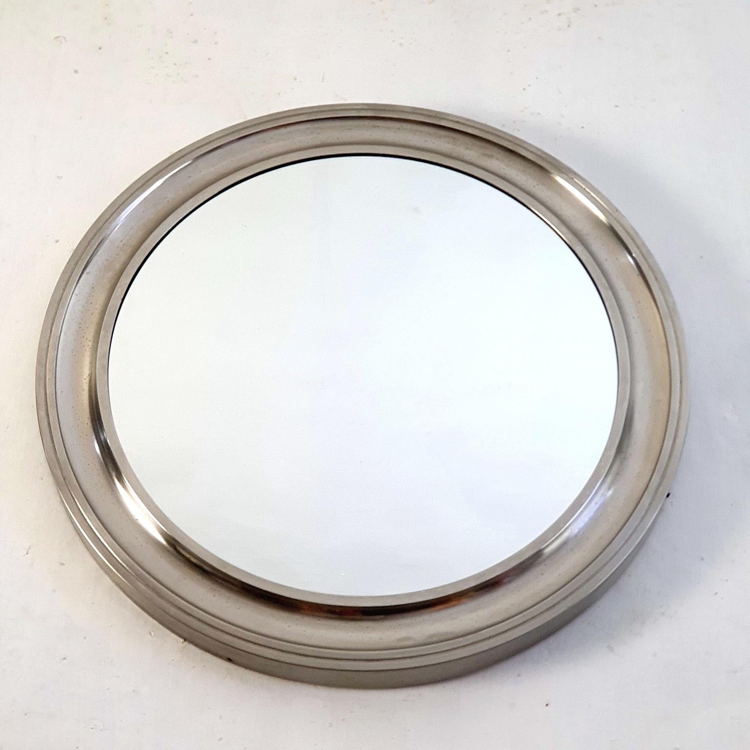 Midcentury large round wall mirror from the 