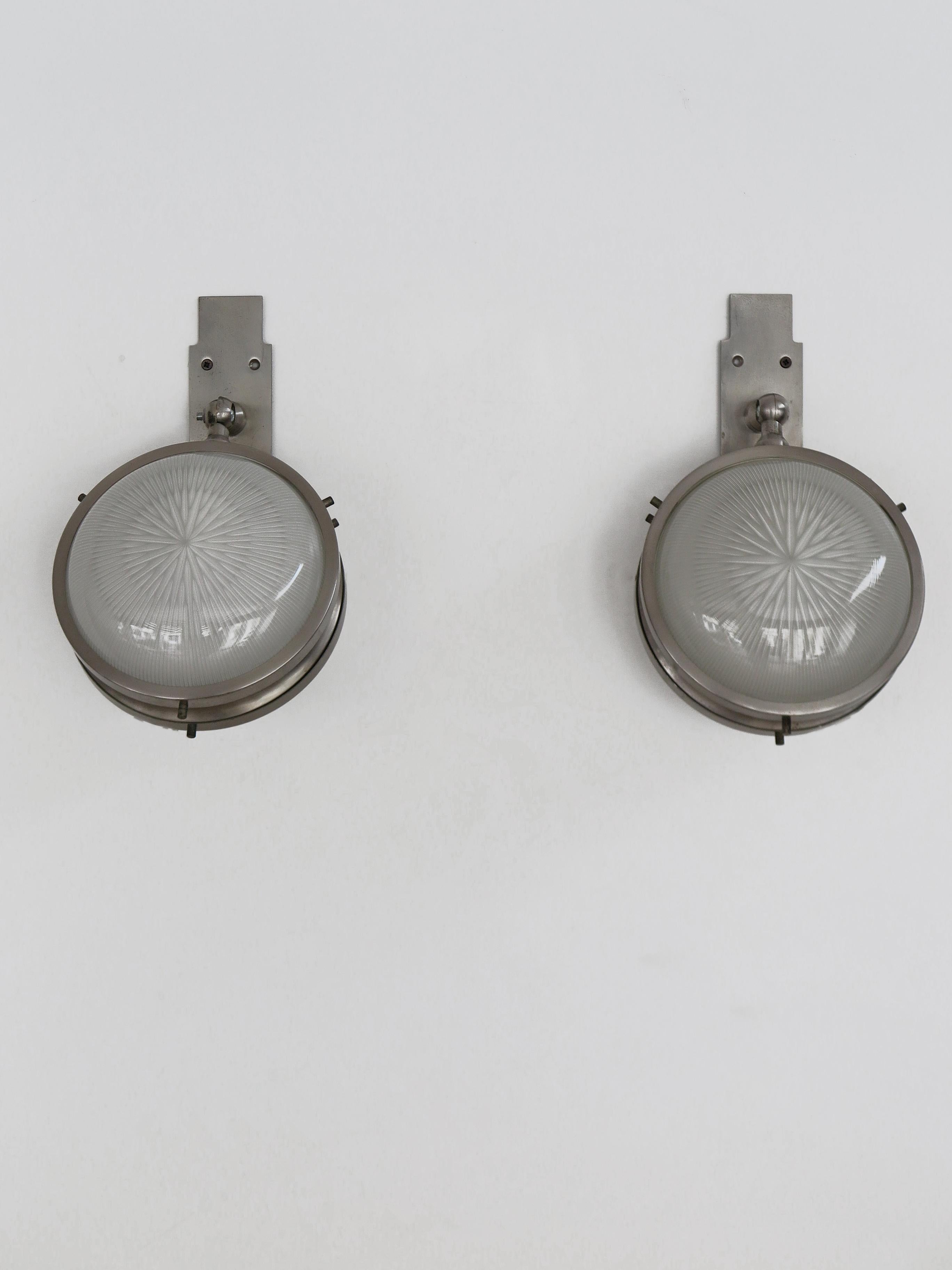 Sergio Mazzza for Artemide Italian Midcentury Metal Glass Sconces 