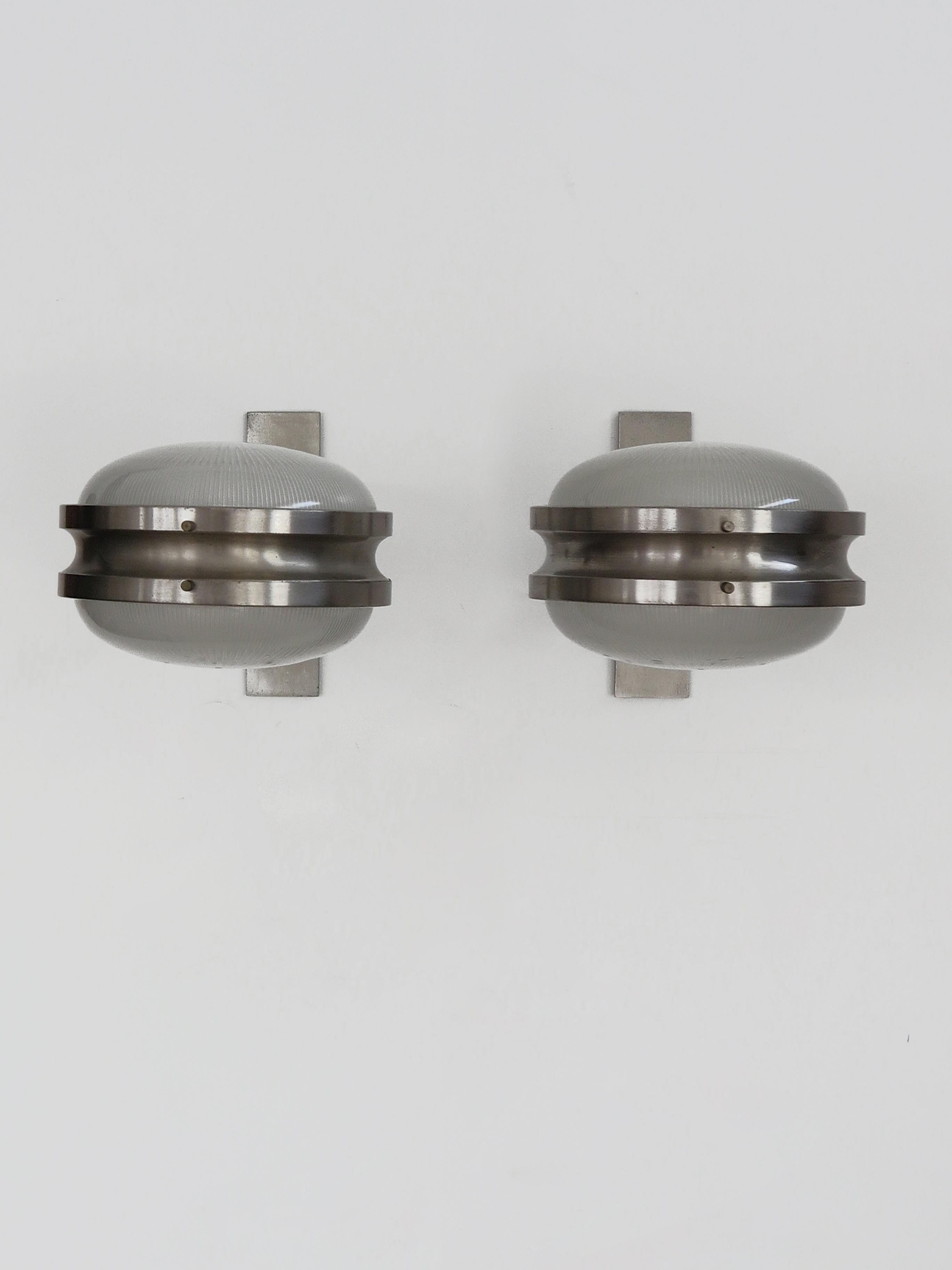 Sergio Mazzza for Artemide Italian Midcentury Metal Glass Sconces 