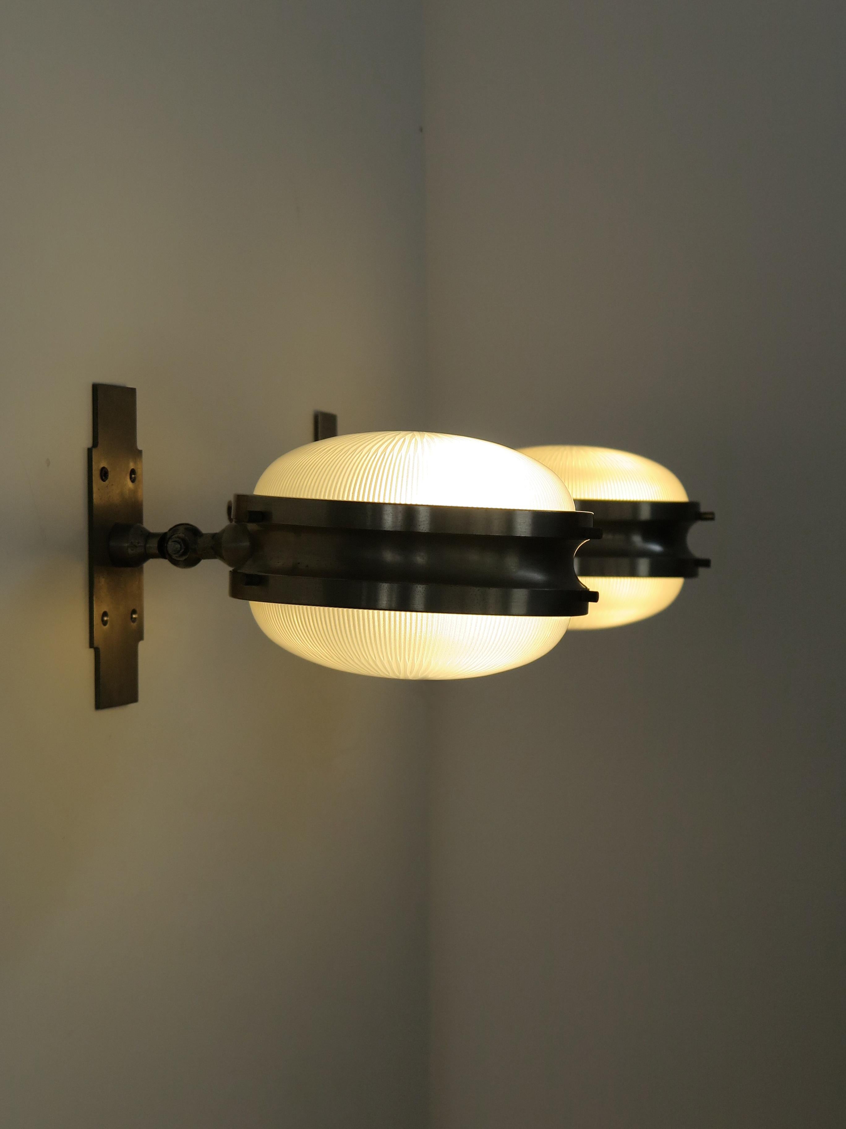 Sergio Mazzza for Artemide Italian Midcentury Metal Glass Sconces 