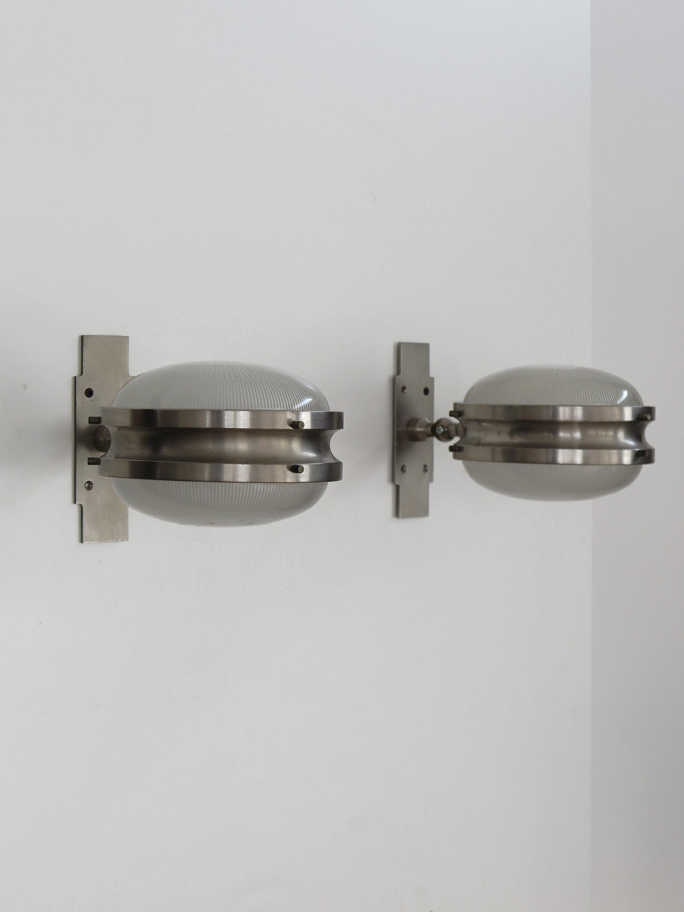Sergio Mazzza for Artemide Italian Midcentury Metal Glass Sconces 