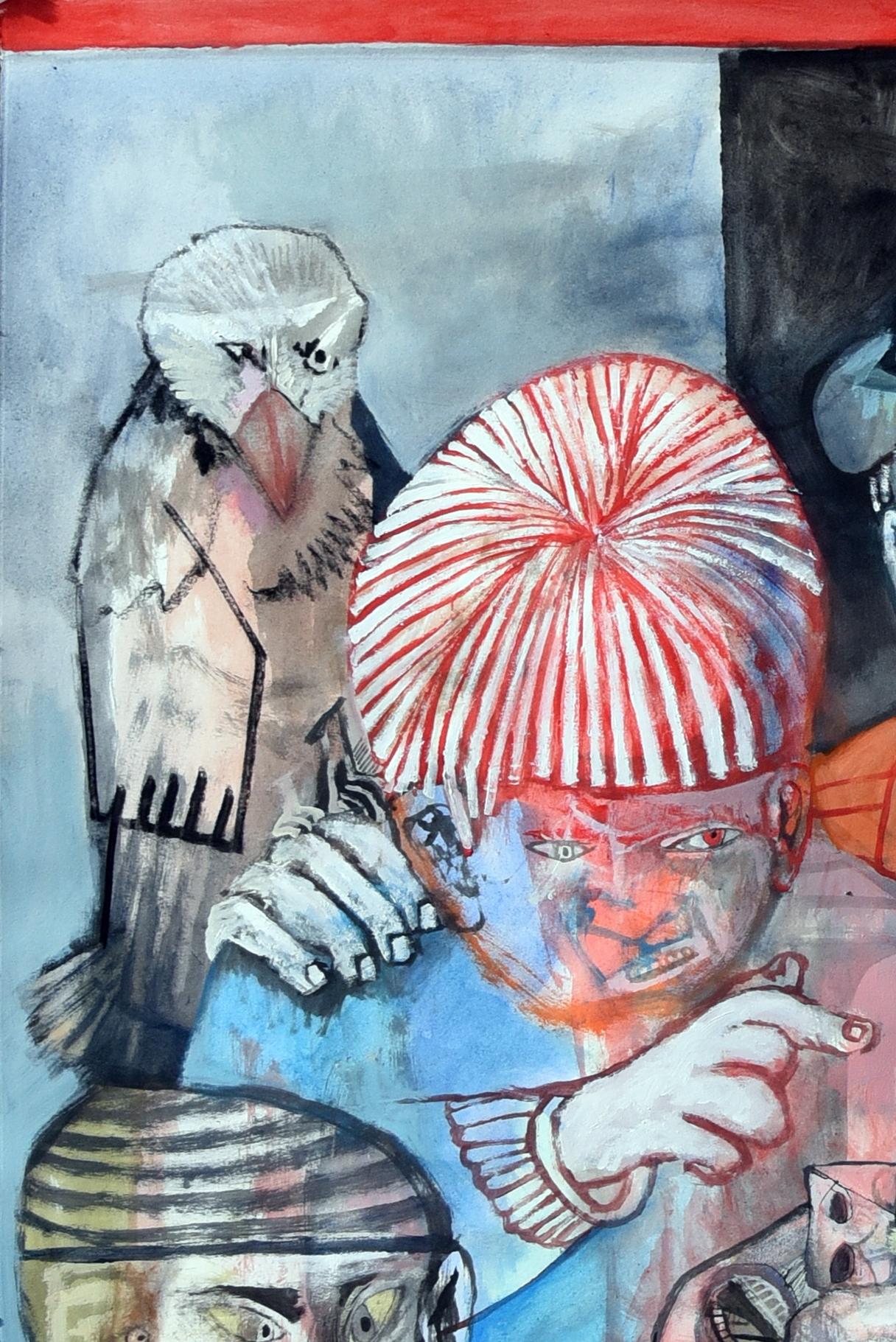 Leeres Dokument Sergio Moscona Contemporary painting art colour human comedy draw im Angebot 1