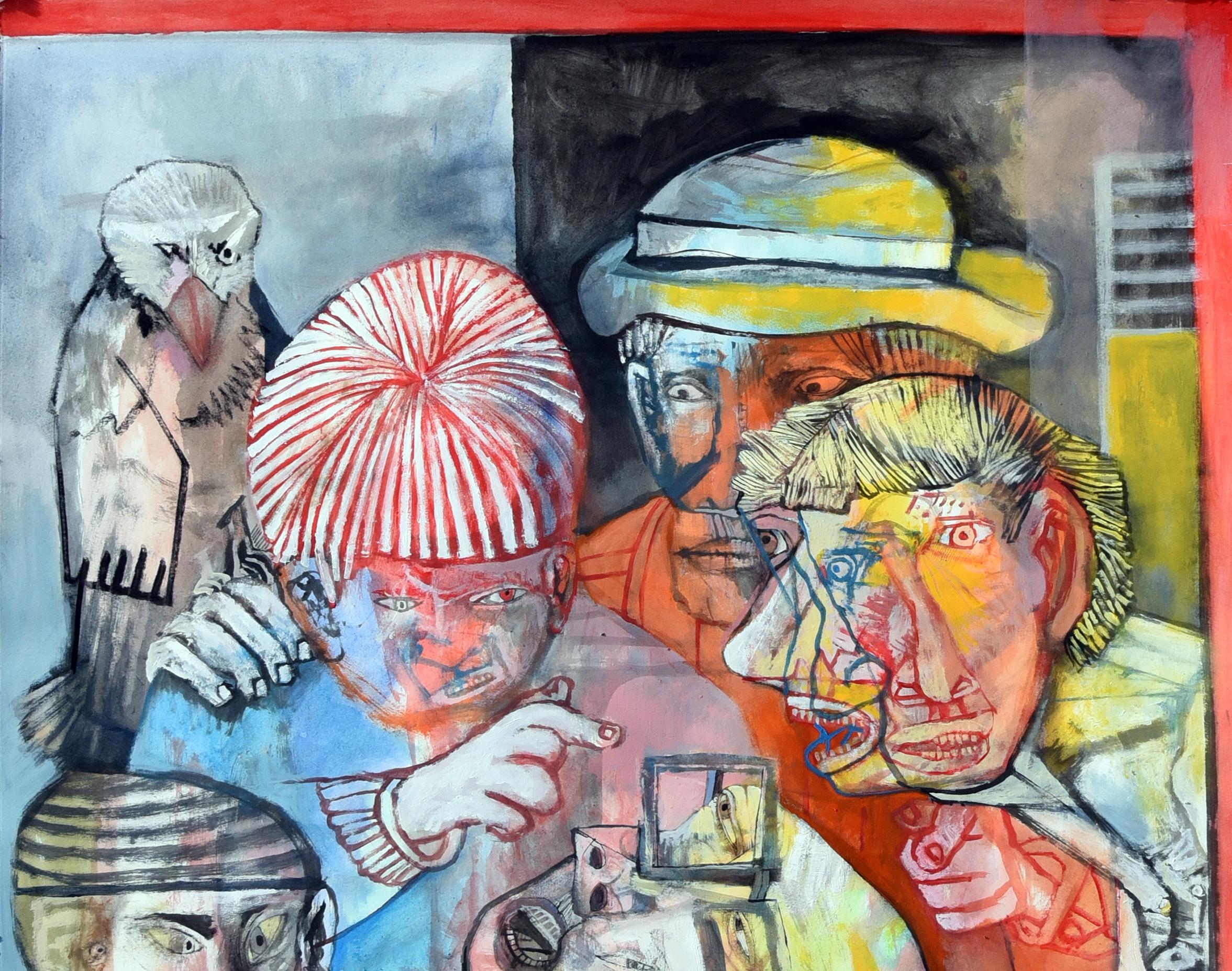 Leeres Dokument Sergio Moscona Contemporary painting art colour human comedy draw im Angebot 2
