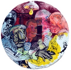 Don's support me Sergio Moscona Contemporary art tondo human comedy couleur rouge