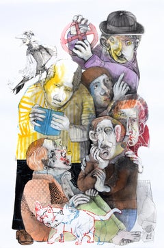 Fahrendes Chaos Sergio Moscona Zeitgenössische Malerei Kunst Farbe Menschliche Komödie