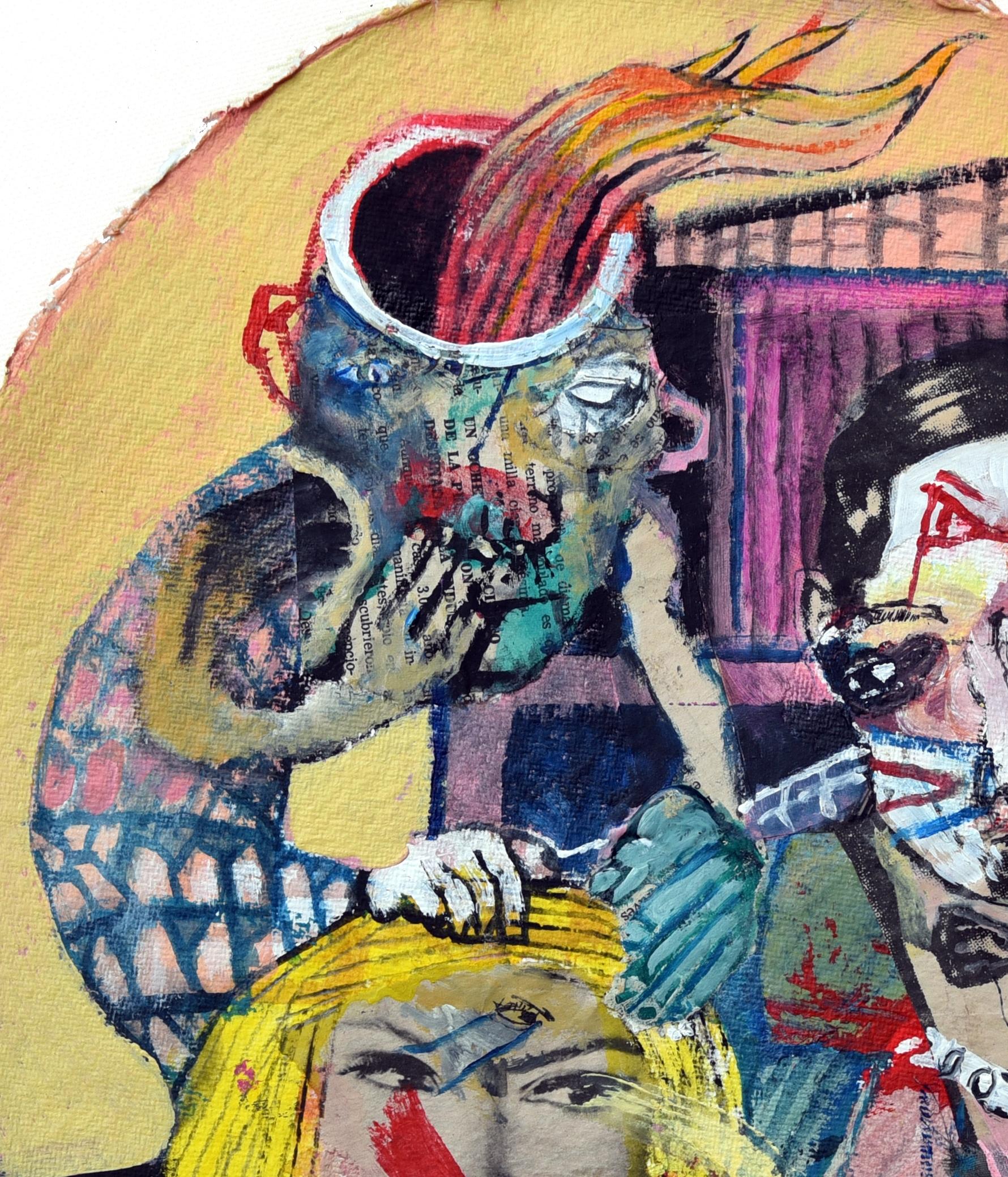 Baisers interdits Sergio Moscona Art contemporain peinture couleur comédie humaine  en vente 1