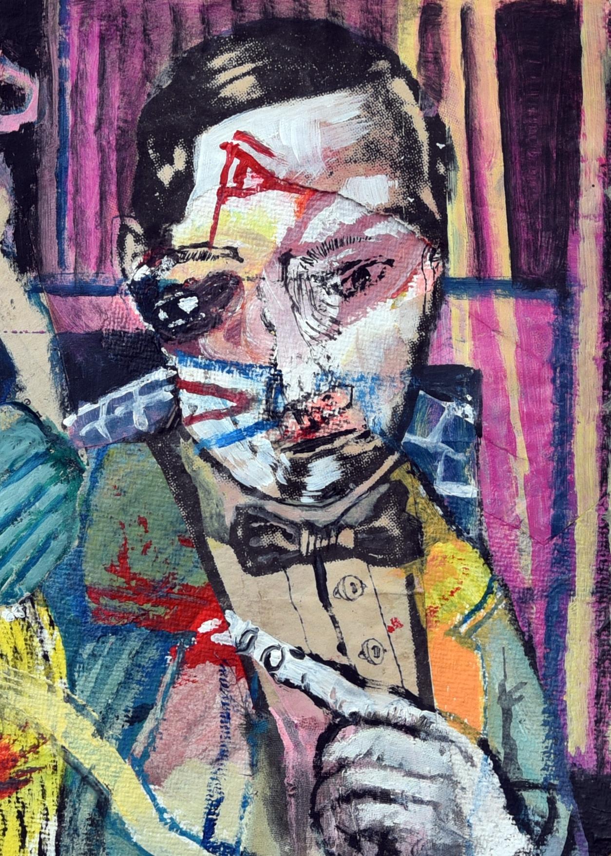 Baisers interdits Sergio Moscona Art contemporain peinture couleur comédie humaine  en vente 2