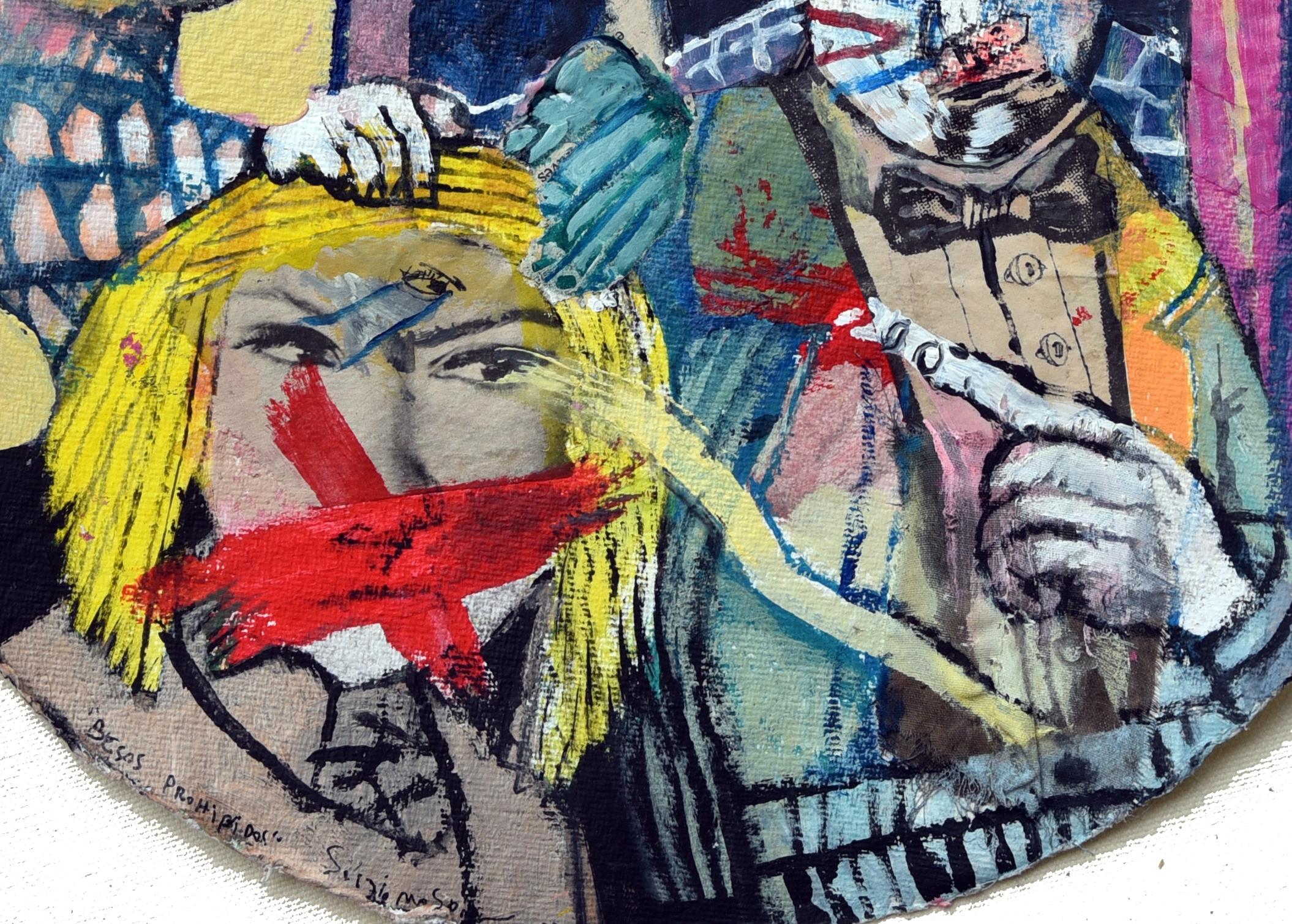 Baisers interdits Sergio Moscona Art contemporain peinture couleur comédie humaine  en vente 3