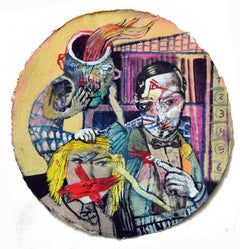 Forbidden kisses Sergio Moscona Contemporary art painting colour human comedy 