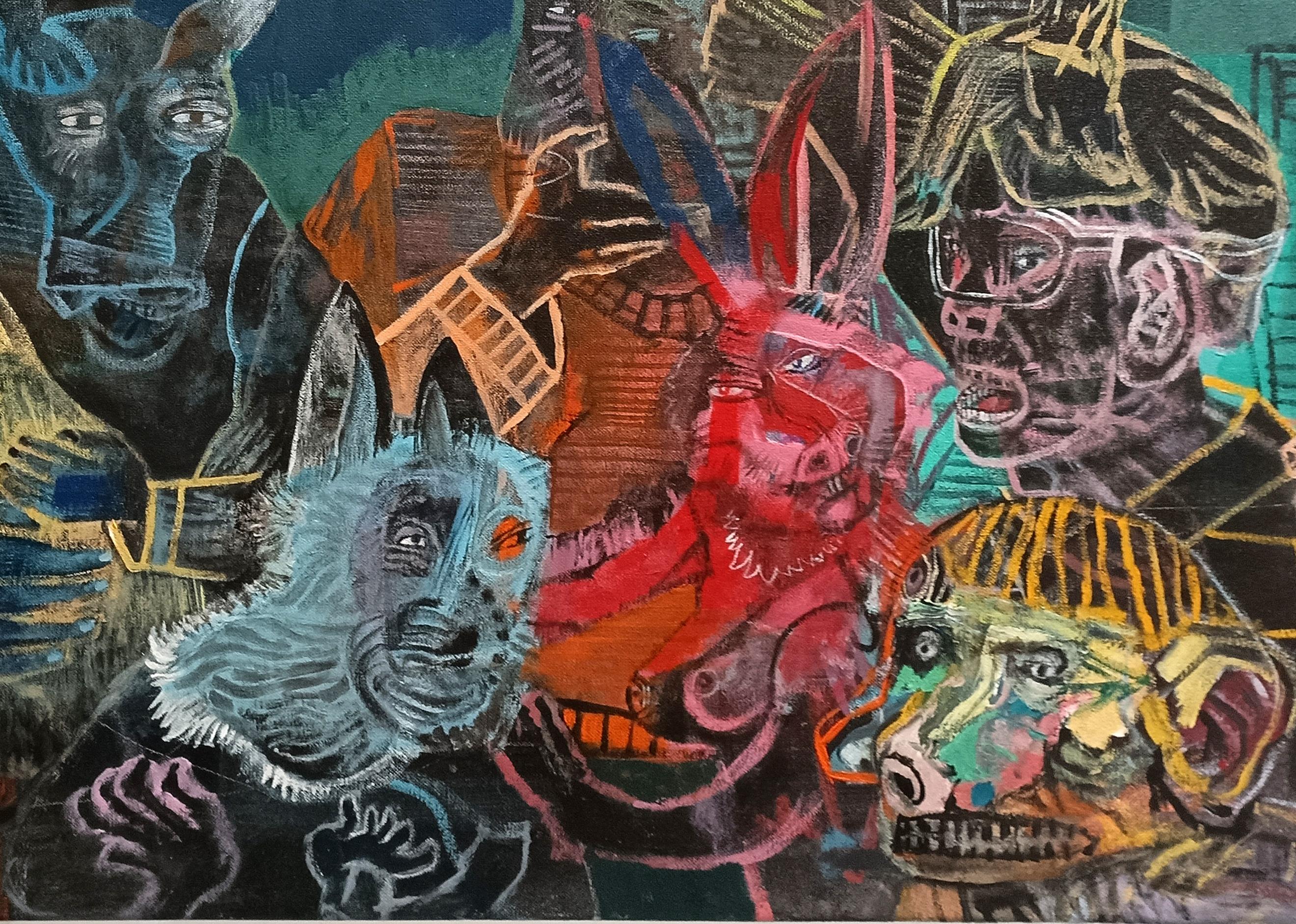 Comme des animaux Sergio Moscona Contemporary painting art human comedy color 2
