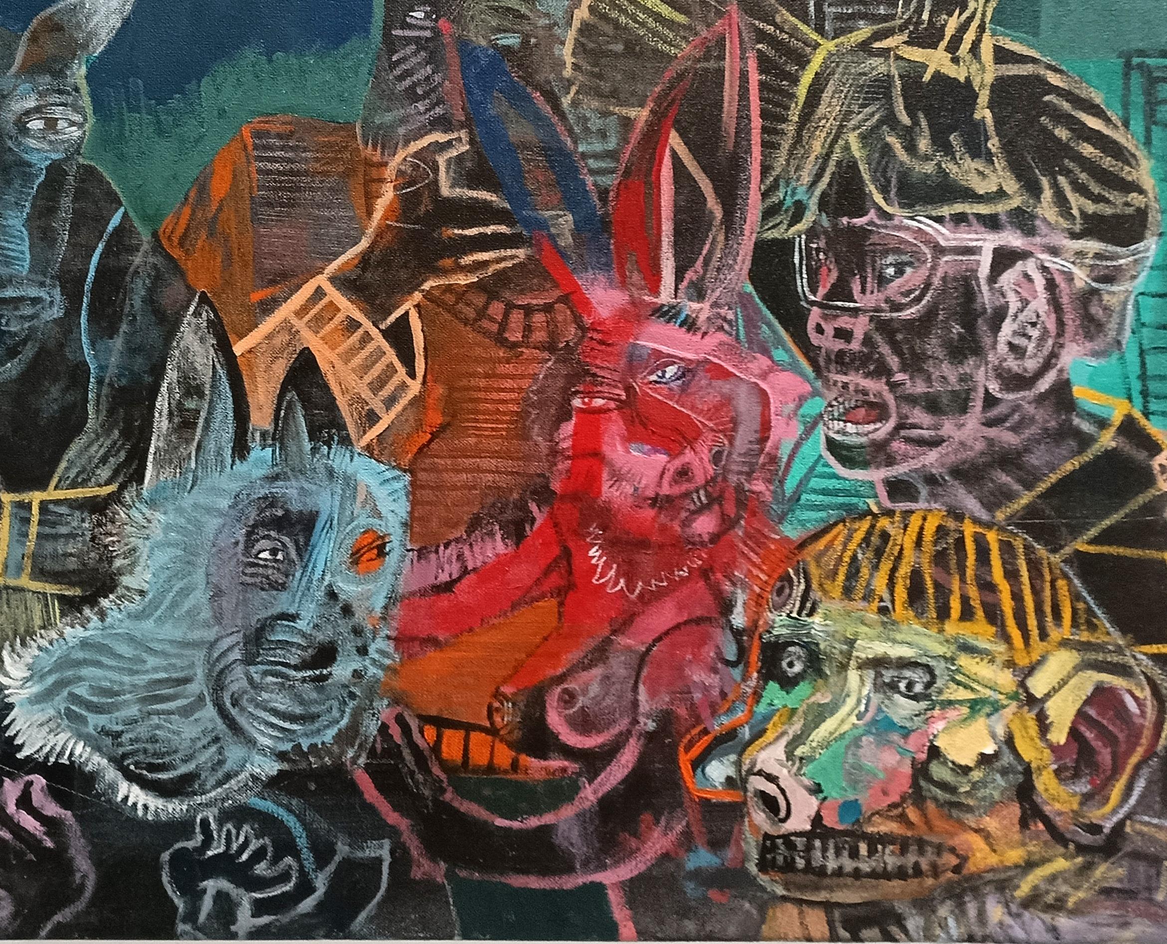 Comme des animaux Sergio Moscona Contemporary painting art human comedy color 3
