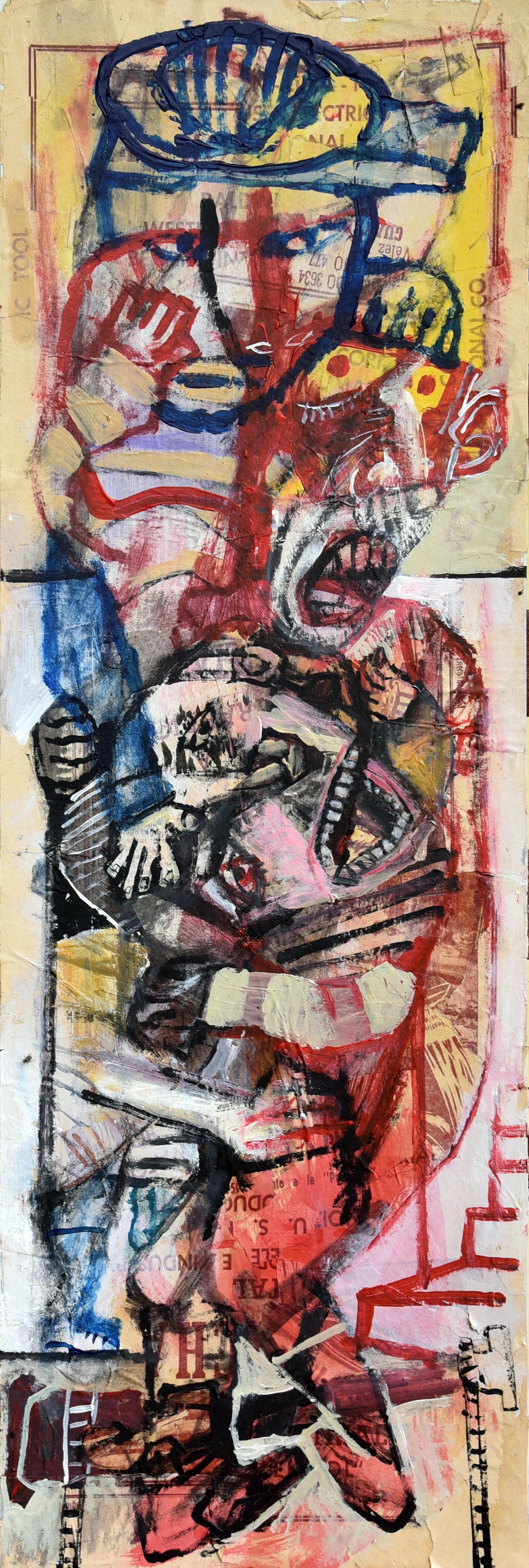 Toujours effrayé Sergio Moscona Art contemporain peinture couleur comédie humaine rouge