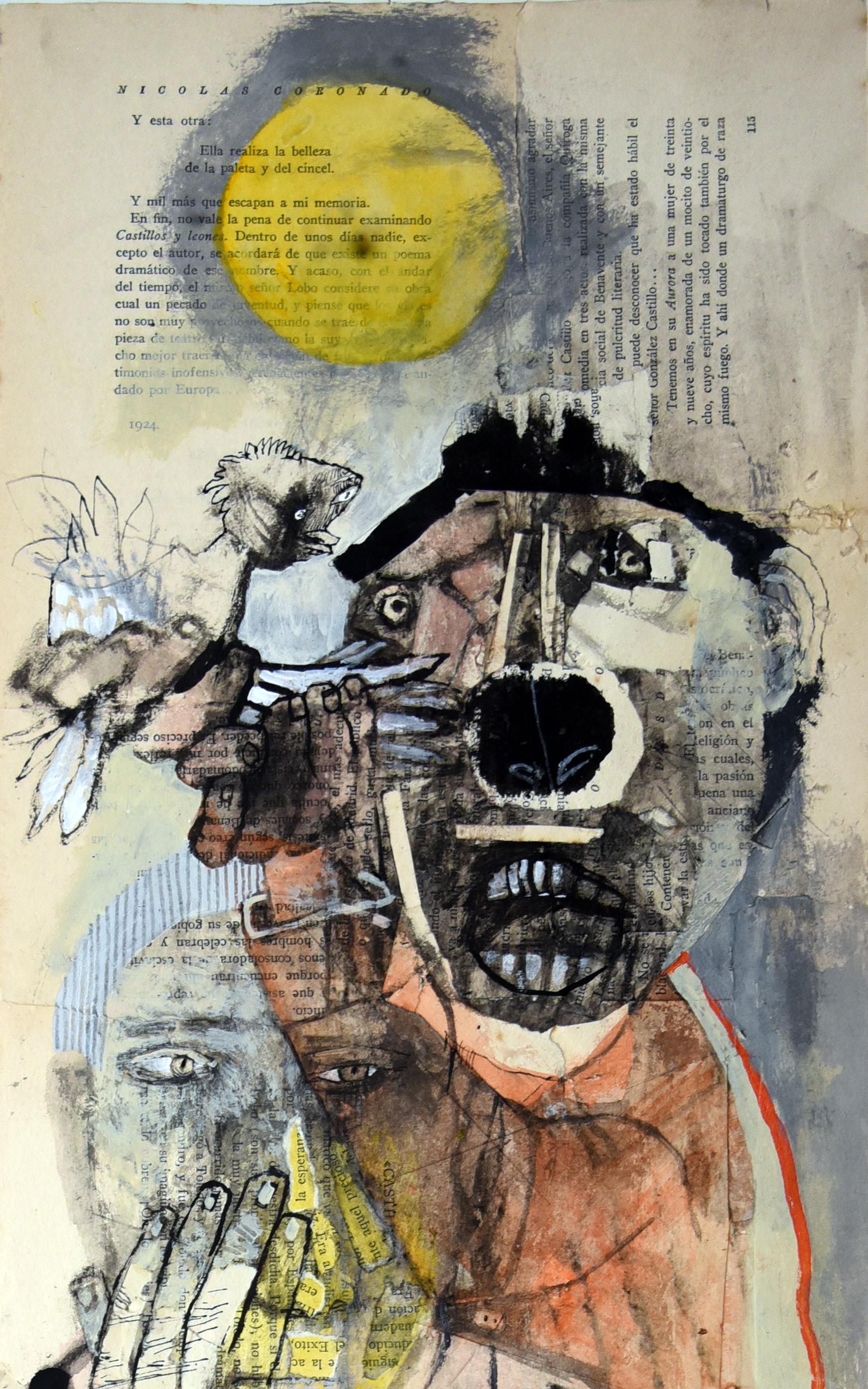 Sonnenschein und Frieden Sergio Moscona Zeitgenössische Kunst Malerei Menschliche Komödie Zeichnung im Angebot 2