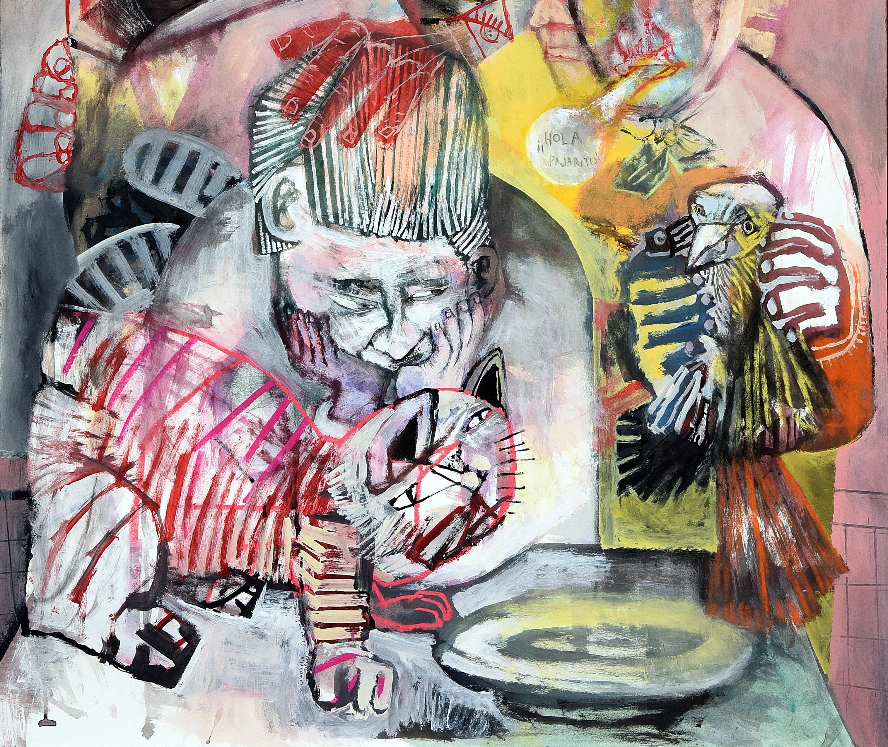 The table is served Sergio Moscona Contemporary art painting colour human comedy im Angebot 3