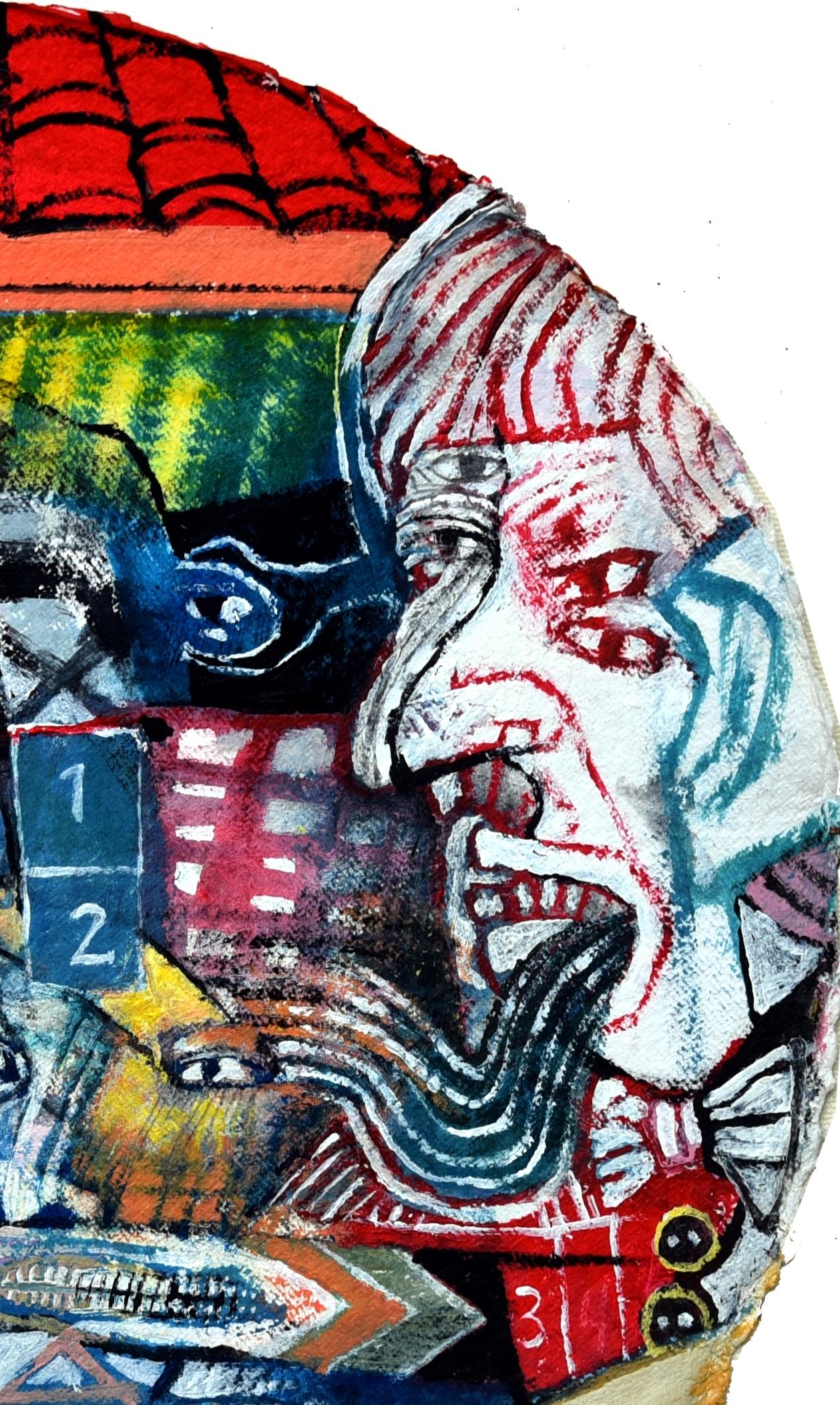 The bottom Sergio Moscona Contemporary art painting colour human comedy tondo im Angebot 3