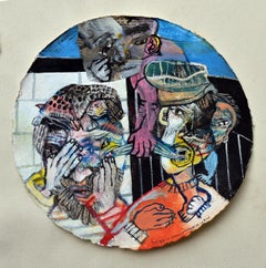 Words in the mouth Sergio Moscona Contemporary art tondo human comedy colour