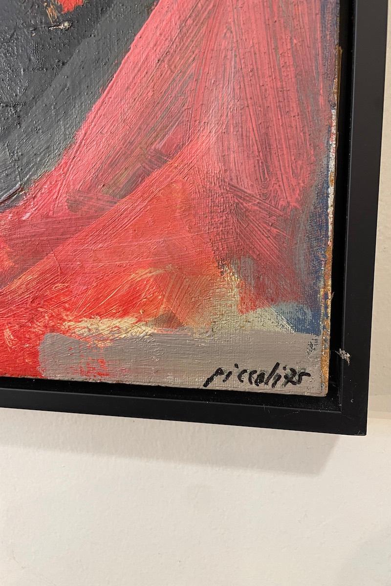Abstract paintings by Sergio Piccoli from the 1970s, with wooden frame.
The artist was born in Verona in 1946, where he still lives and works today. He began painting in 1972, immediately showing a strong interest in abstraction. 
Over the years,