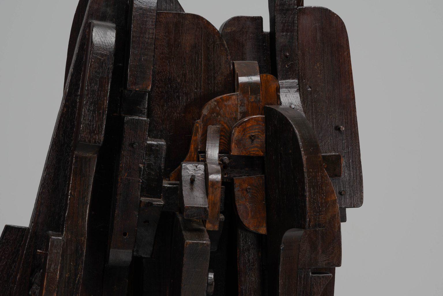 Sergio Ponzio IV abstract wooden sculpture Italy 1970s wide in vendita 2