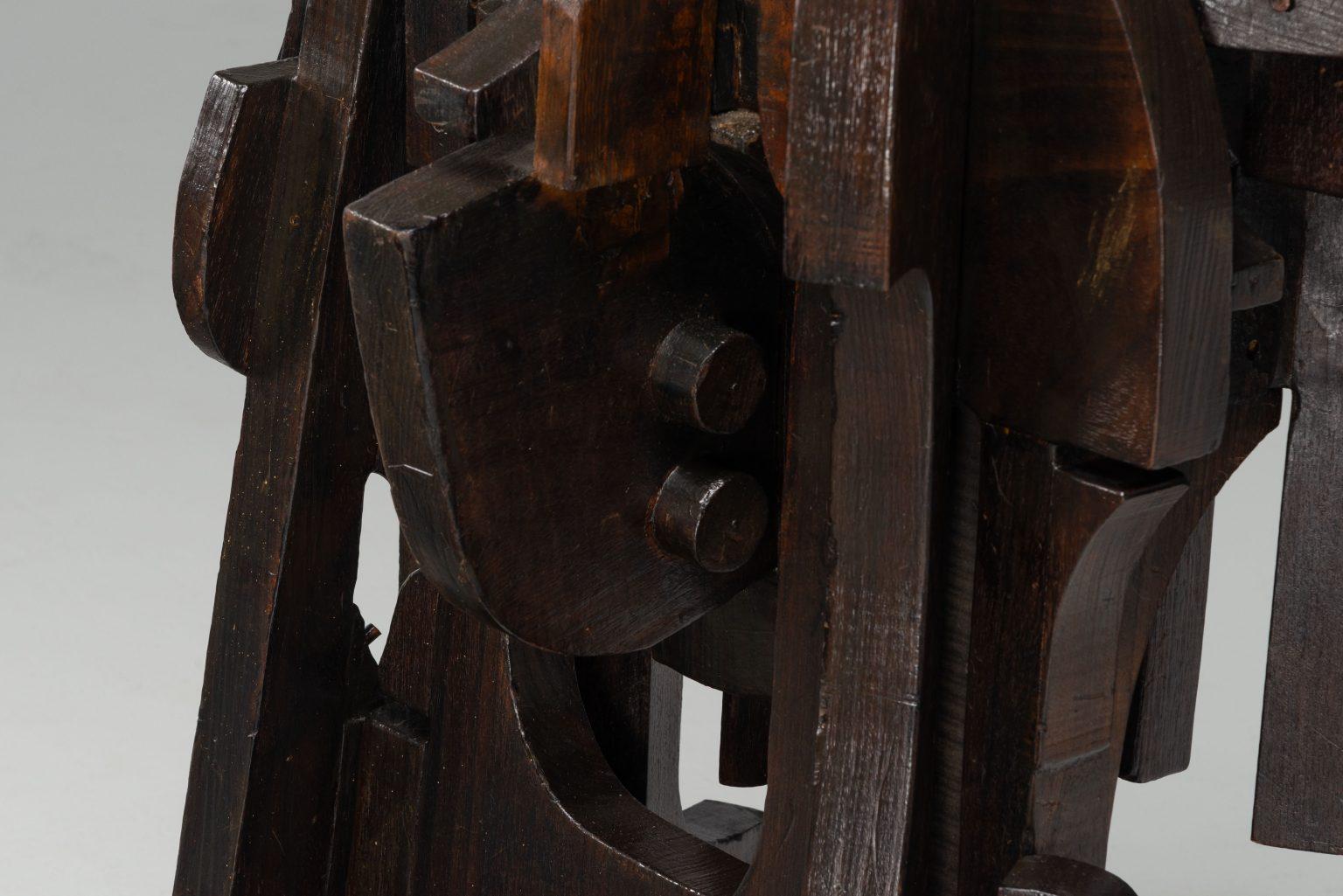 Sergio Ponzio IV abstract wooden sculpture Italy 1970s wide in vendita 3