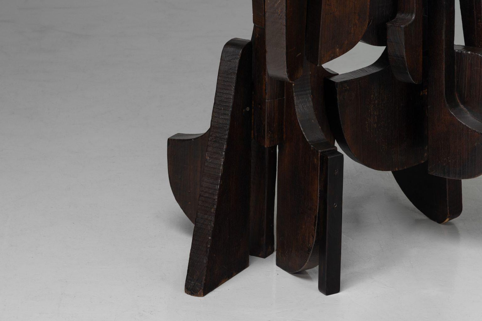 Sergio Ponzio IV abstract wooden sculpture Italy 1970s wide in vendita 6