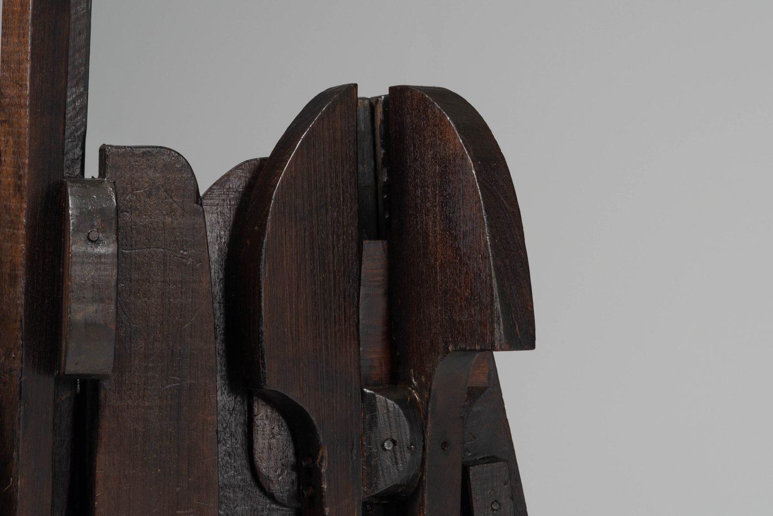 Sergio Ponzio IV abstract wooden sculpture Italy 1970s wide in vendita 7