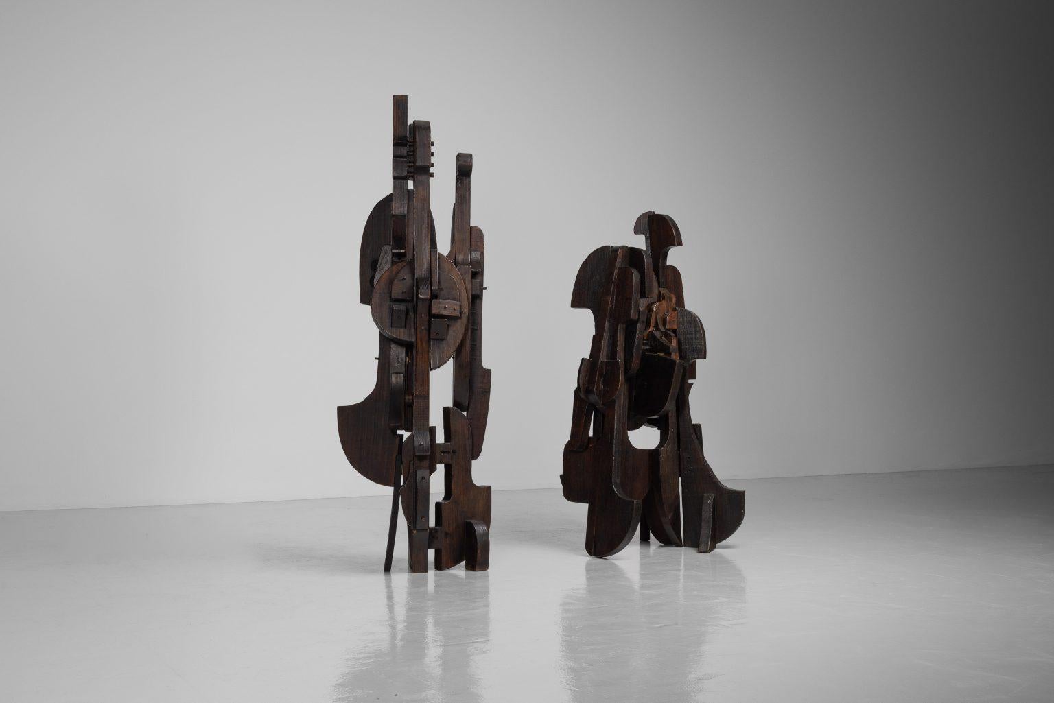 Sergio Ponzio IV abstract wooden sculpture Italy 1970s wide in vendita 8