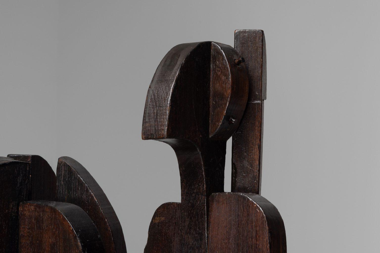 Mid-Century moderno Sergio Ponzio IV abstract wooden sculpture Italy 1970s wide in vendita