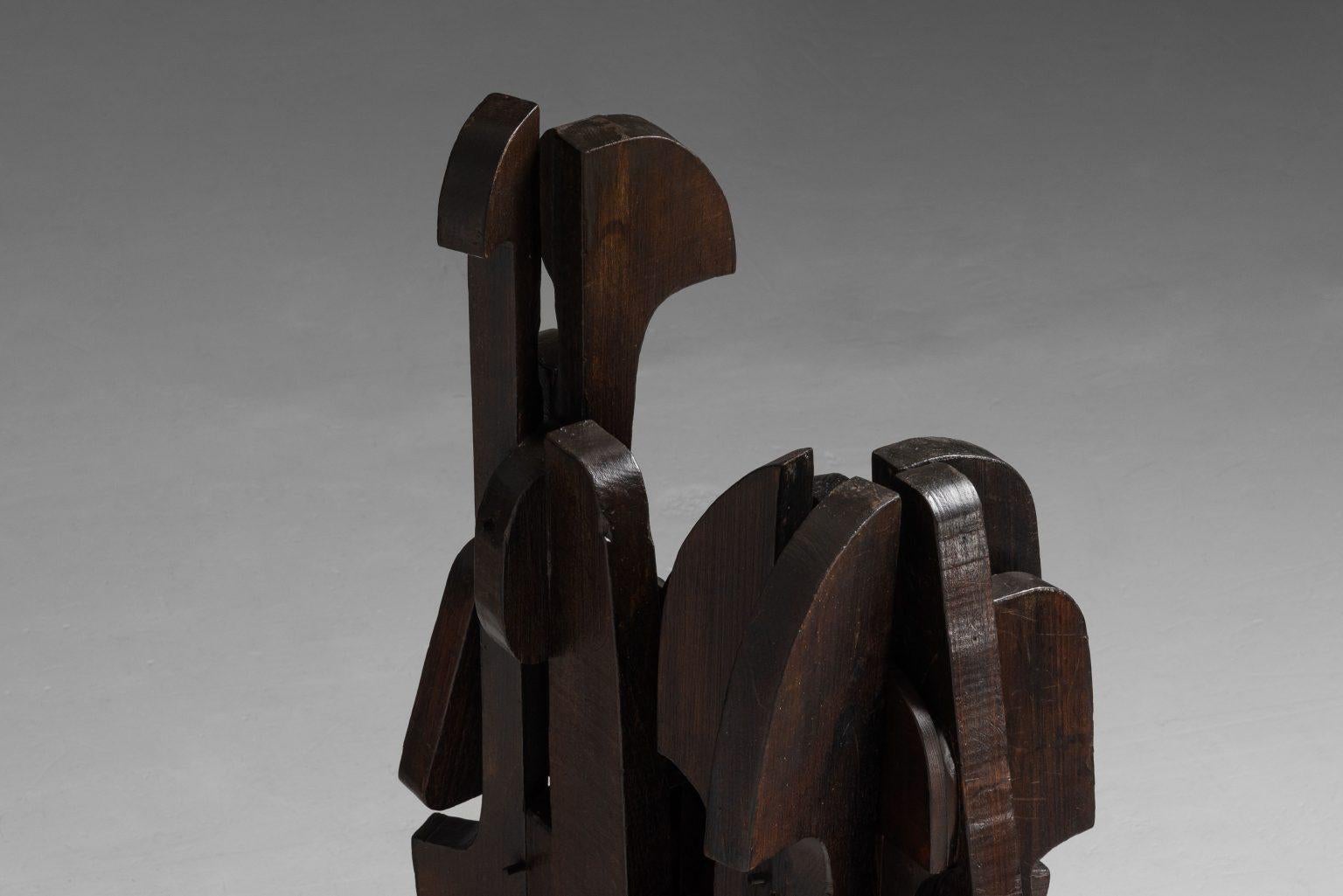 Fine XX secolo Sergio Ponzio IV abstract wooden sculpture Italy 1970s wide in vendita