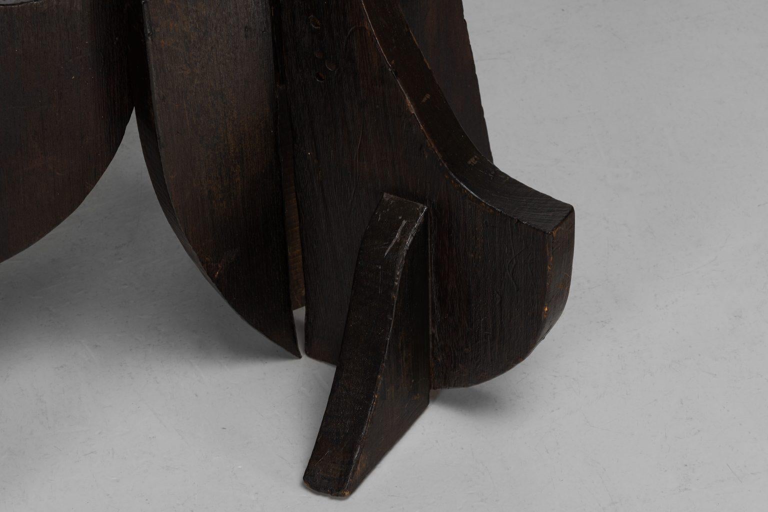 Pino Sergio Ponzio IV abstract wooden sculpture Italy 1970s wide in vendita