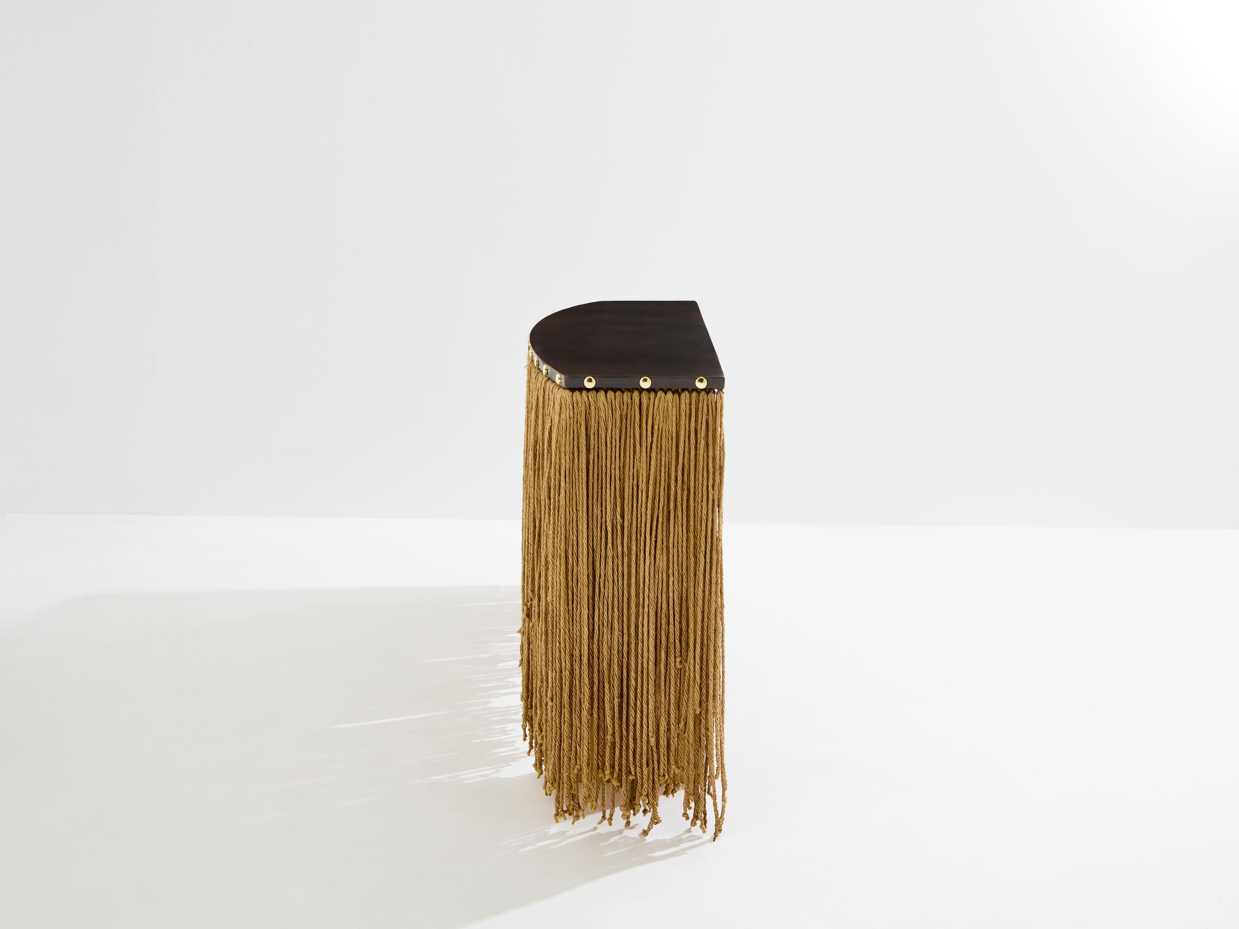 Late 20th Century Sergio Ponzio IV metal and ropes console table 1970s For Sale