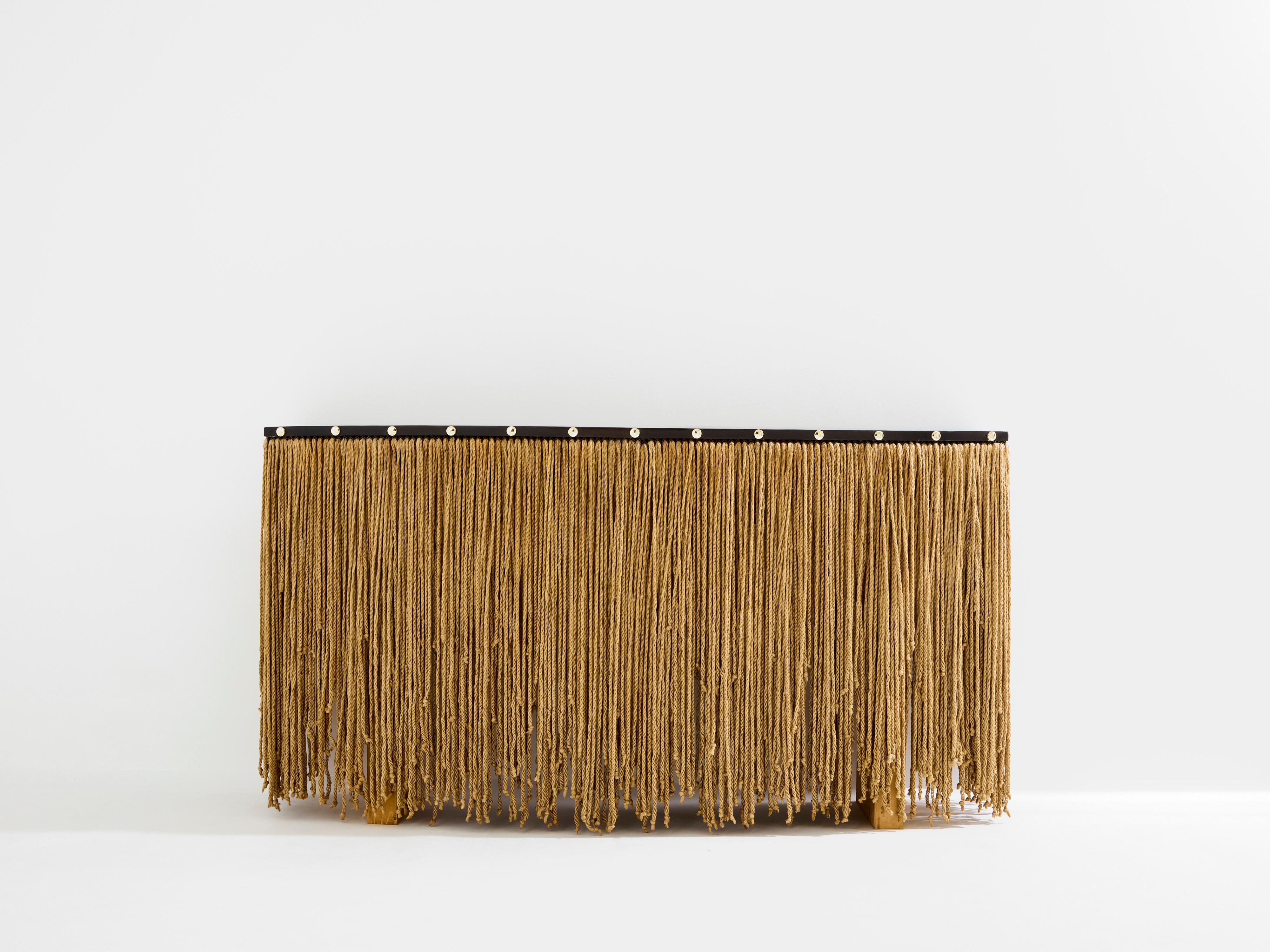Metal Sergio Ponzio IV metal and ropes console table 1970s For Sale