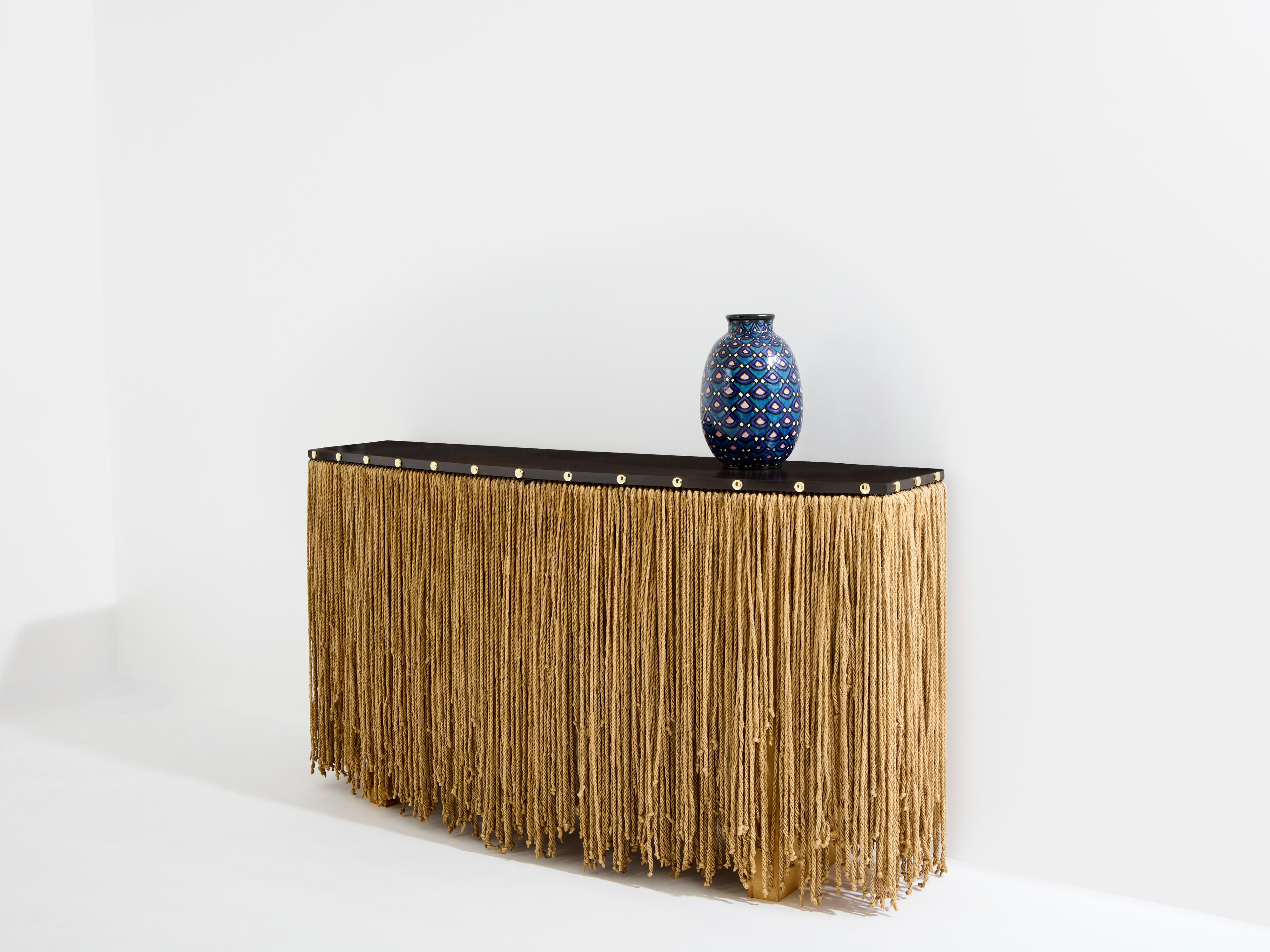 Sergio Ponzio IV metal and ropes console table 1970s For Sale 1
